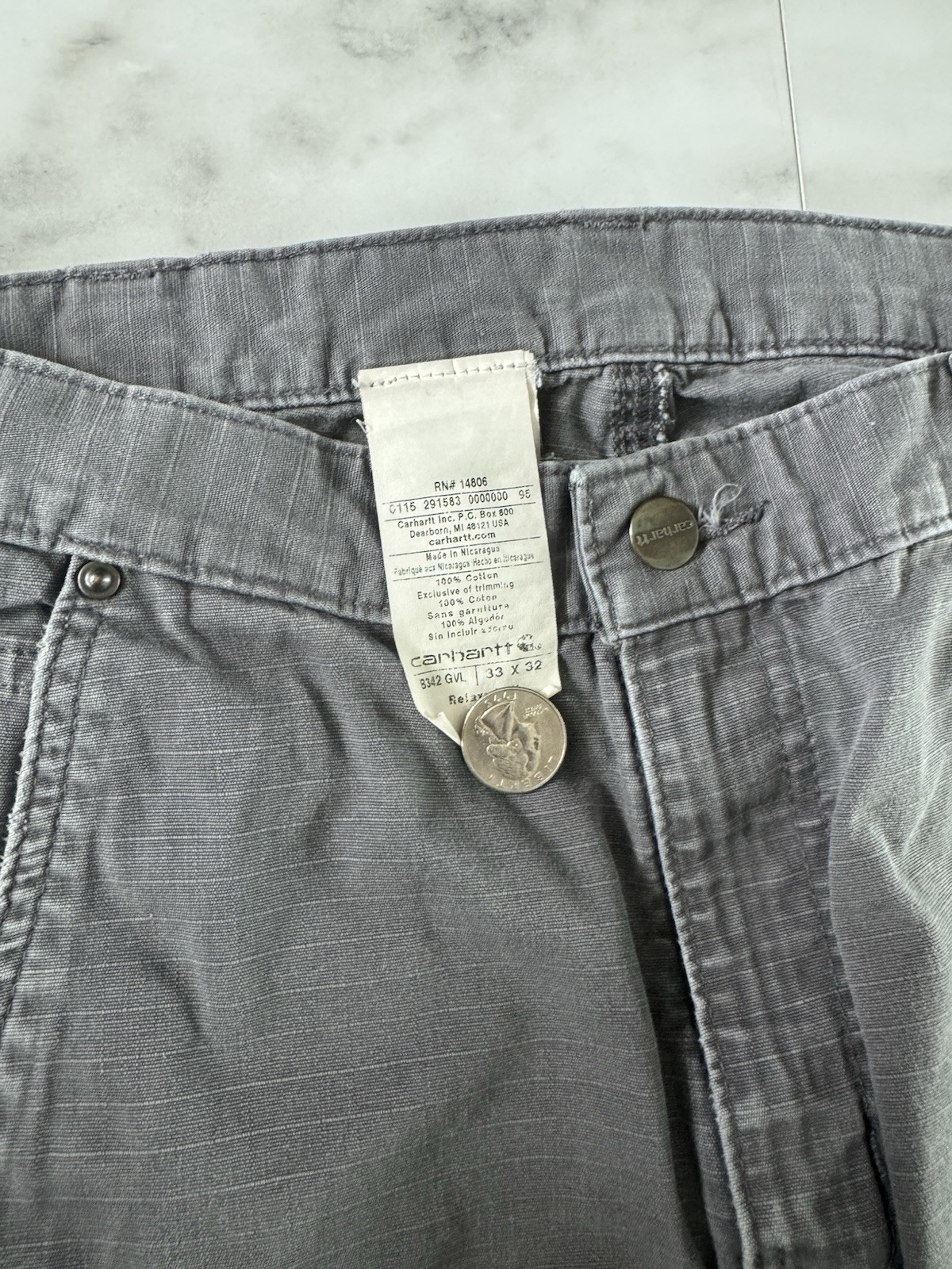Carhartt Men’s Carpenter Pants Double Knees Light Grey 33
