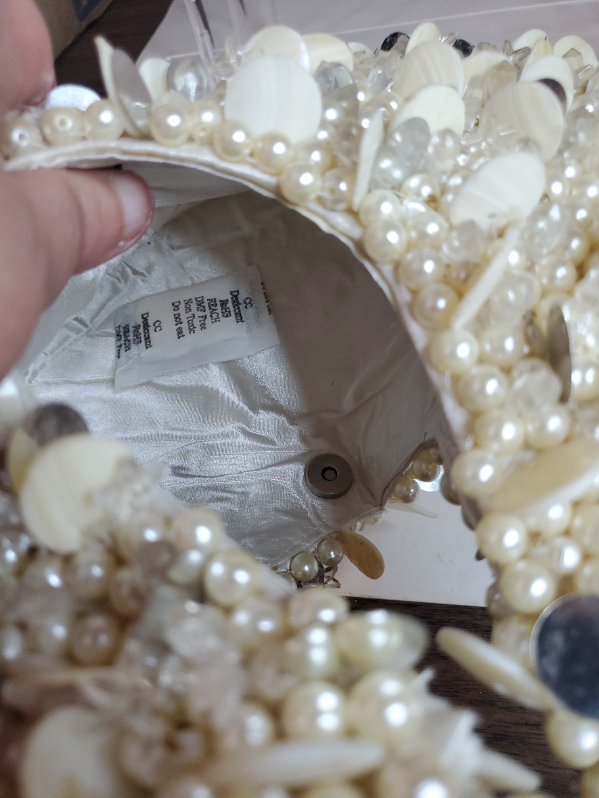 Natural Shell & Faux Pearl Beaded Shoulder Bag Purse Mermaidcore Coastal