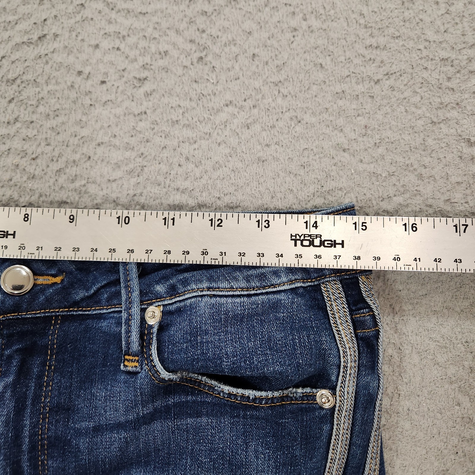 Good American Jeans Womens Size 10/30 Blue Denim Straight Stripes Raw Frayed Hem