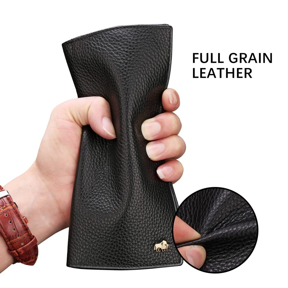 BISON DENIM RFID Bifold Wallets Slim Credit Card 7.5 x 4 x 0.6 inches, Black