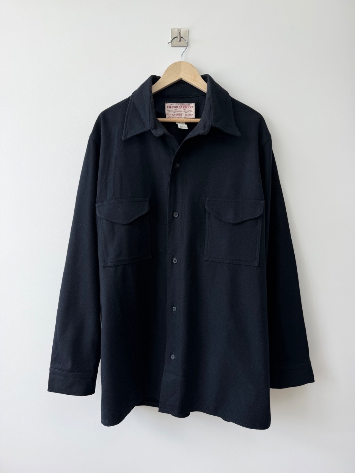 Filson Black Jac Shirt 100% Virgin Wool Style 90 Made in Usa Size 48