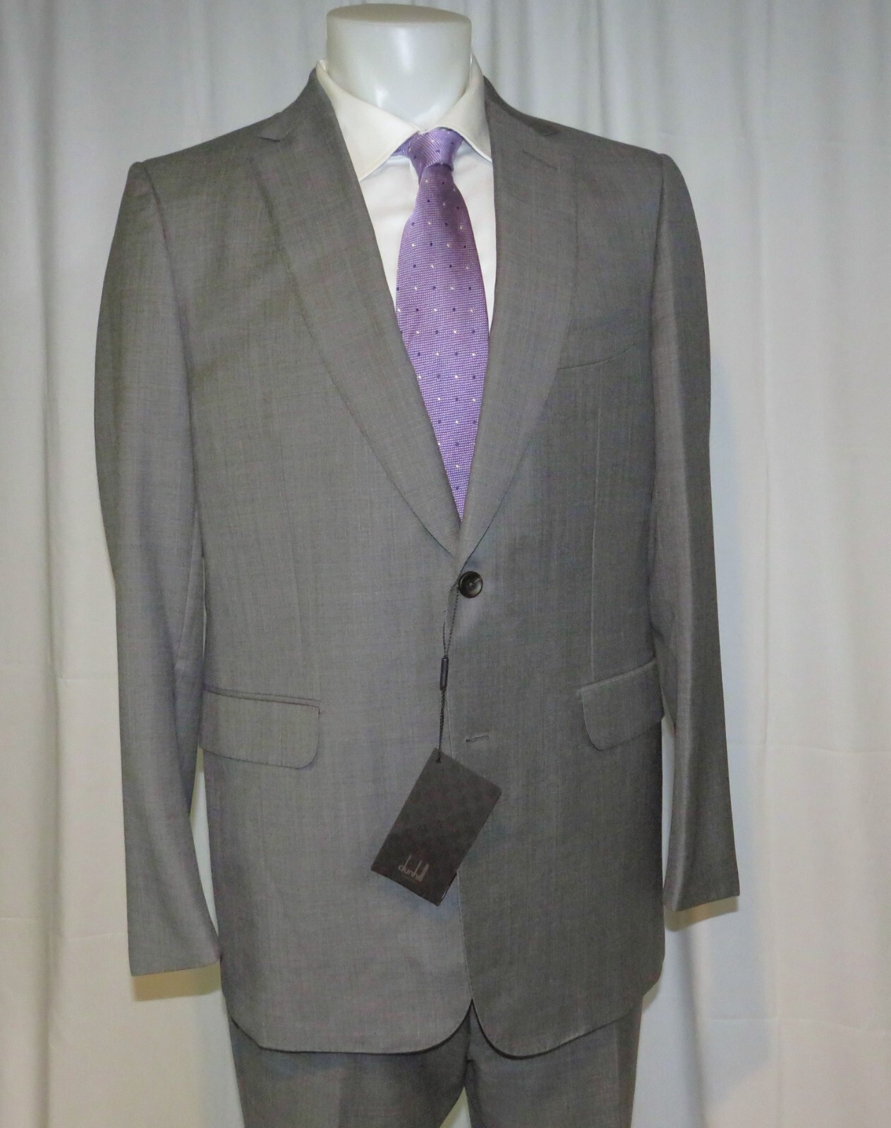 Dunhill x Zegna Mayfair Fit Solid Gray Current Two Button Suit 46L NWT