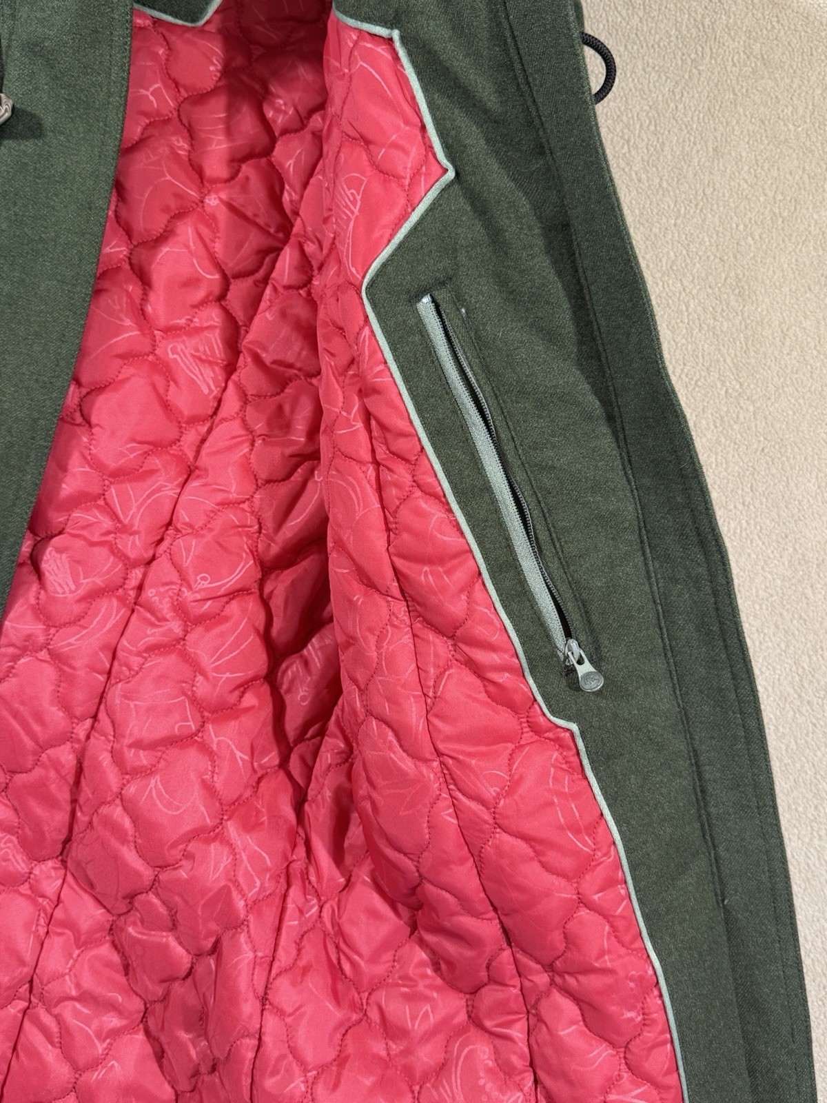 M Green Women’s Merrell Opti-Warm Duffle Coat Full Zip Toggle Quilt Lined Hooded