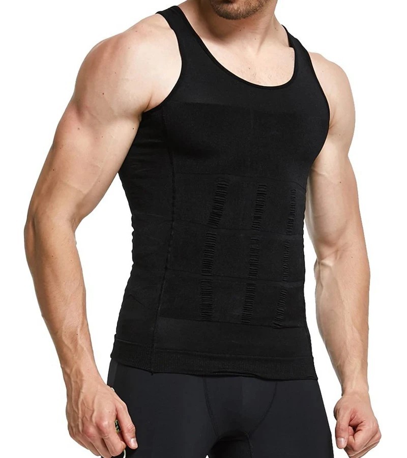 Mens Slimming Body Shaper Belly Chest Compression Vest Girdle T-Shirt Tank Top