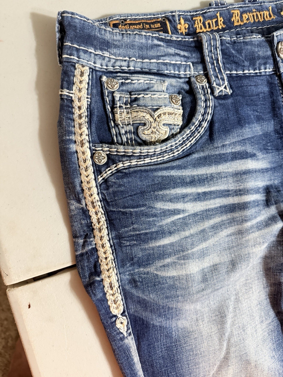 Rock Revival Bradlee Straight Jeans Medium Wash 6-Pocket 34×30
