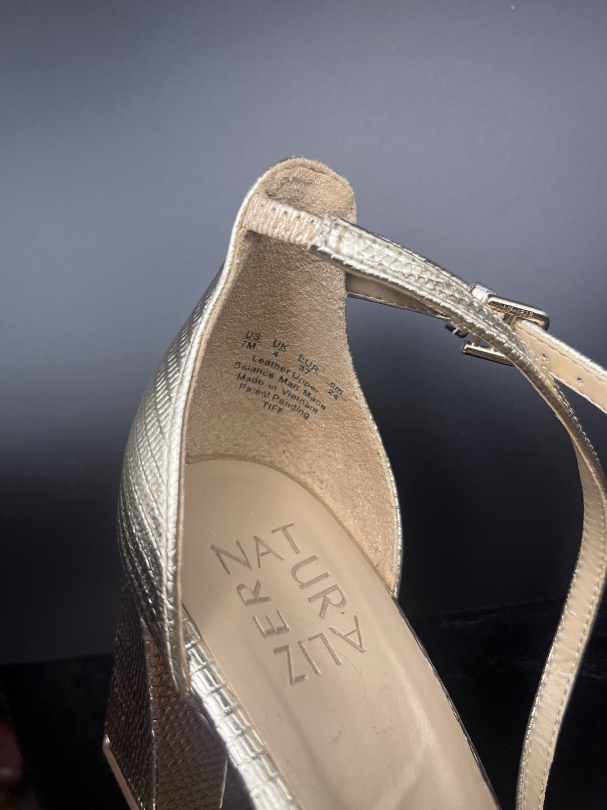 Naturalizer Women Leather Square Toe Heels Sandals Shoes Gold Size 7