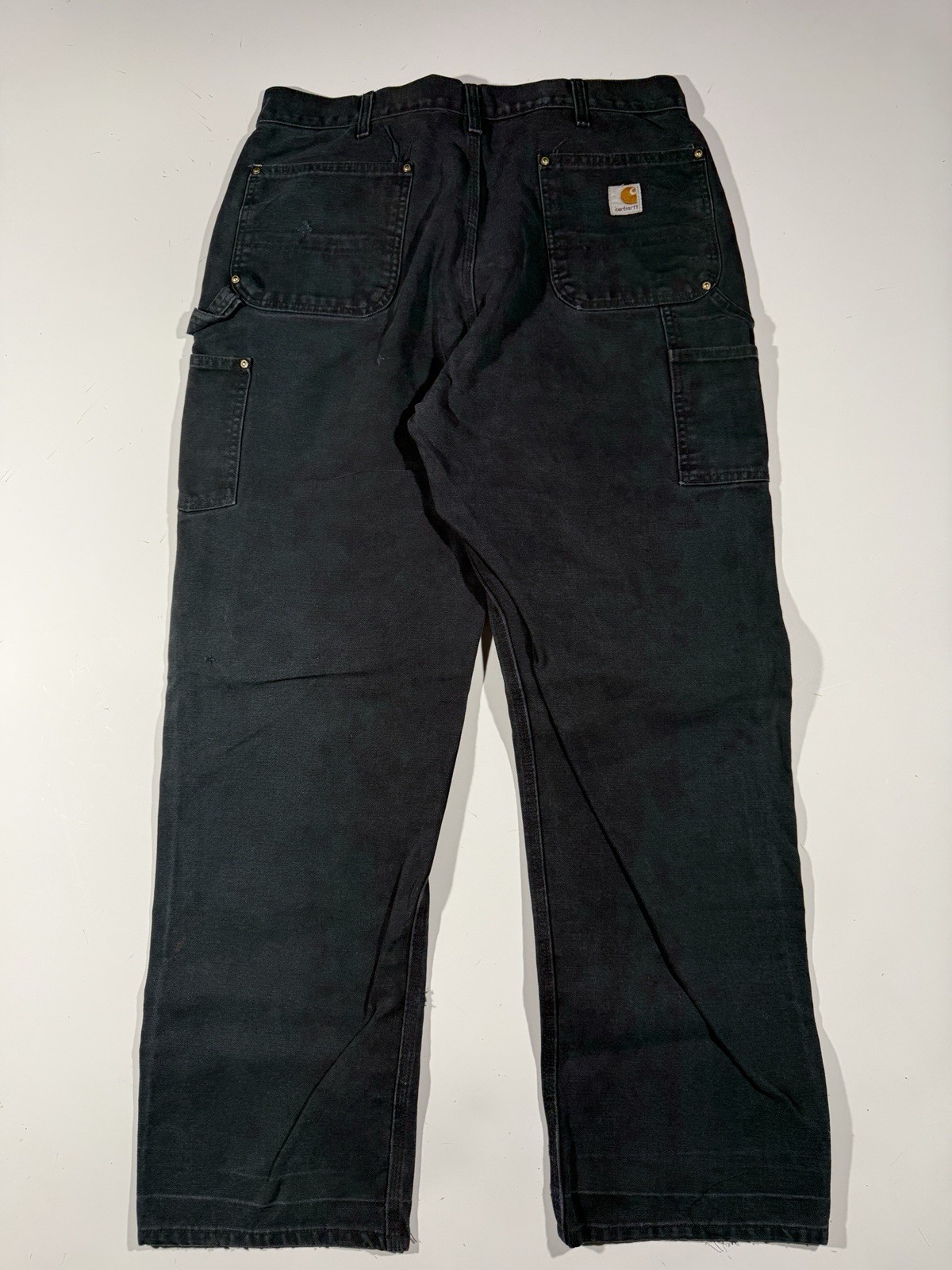 Carhartt Double Knee Pants Mens 34×31 Black Duck Canvas Workwear Utility B01 BLK