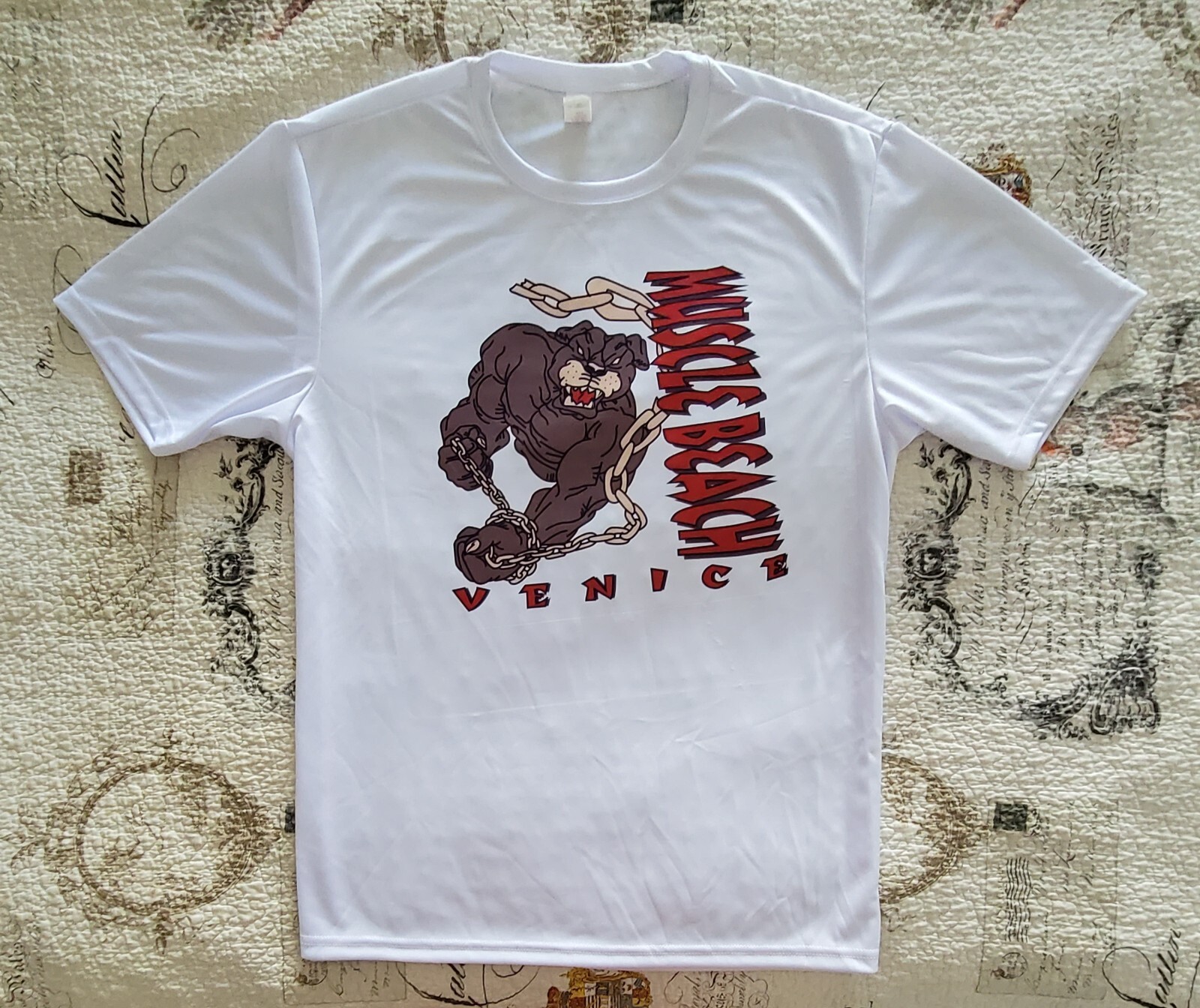 Muscle Beach Venice California Old School Bodybuilding Vintage Logo T-shirt NEW