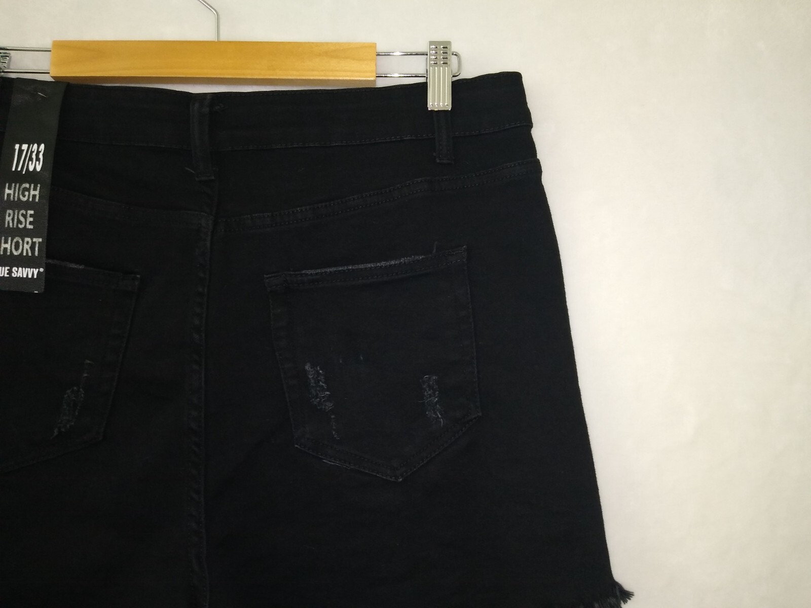 Distressed Womens Black Denim Short High Rise 17 33 Blue Savvy Pockets Stretchy