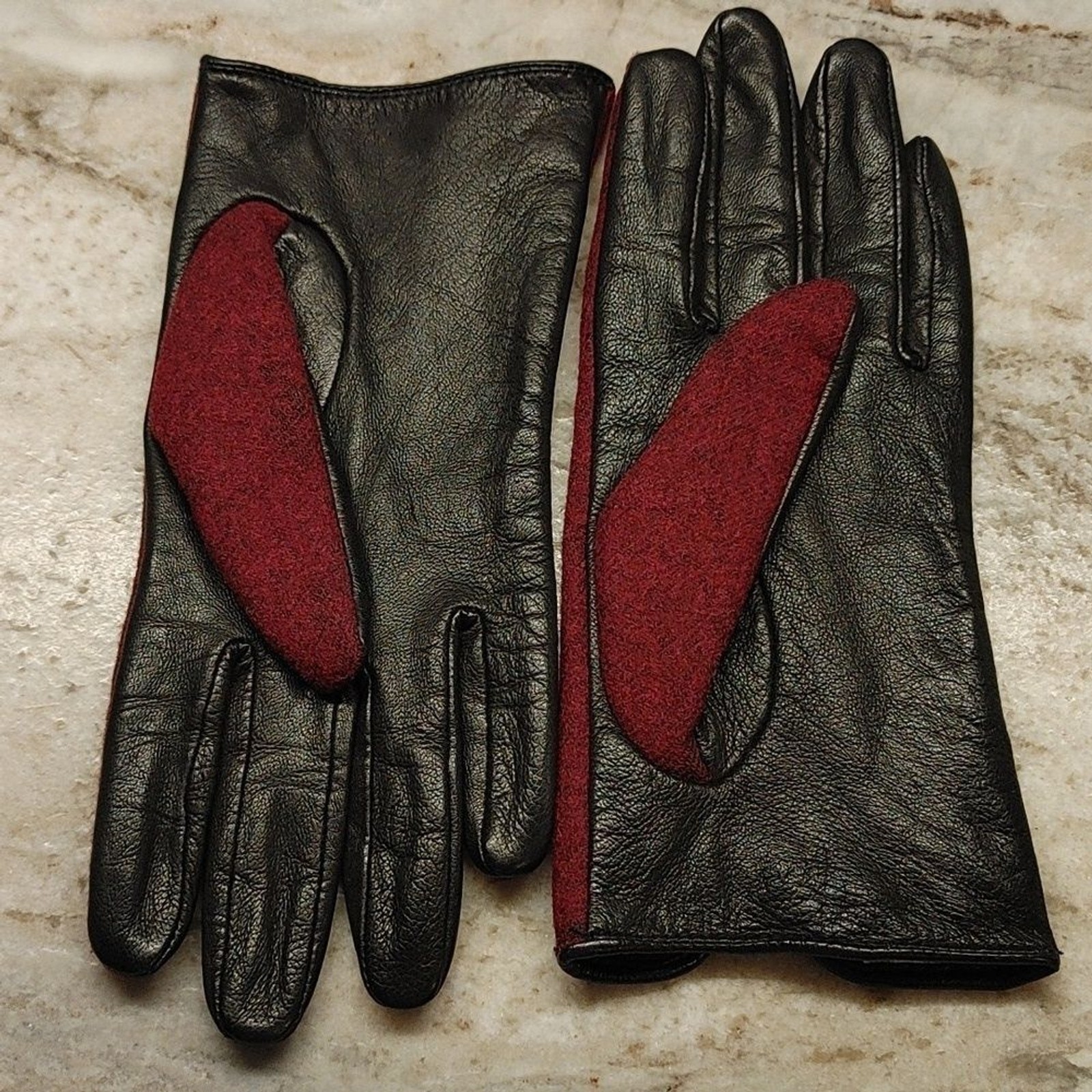Vintage Eddie Bauer Wool and Leather Gloves Size L