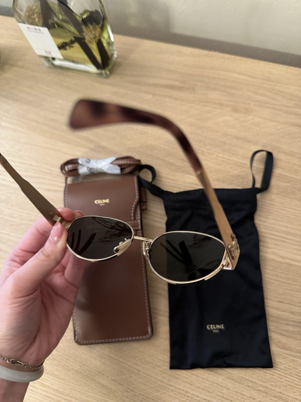 Celine Metal Triomphe 54MM Oval Sunglasses – Brown