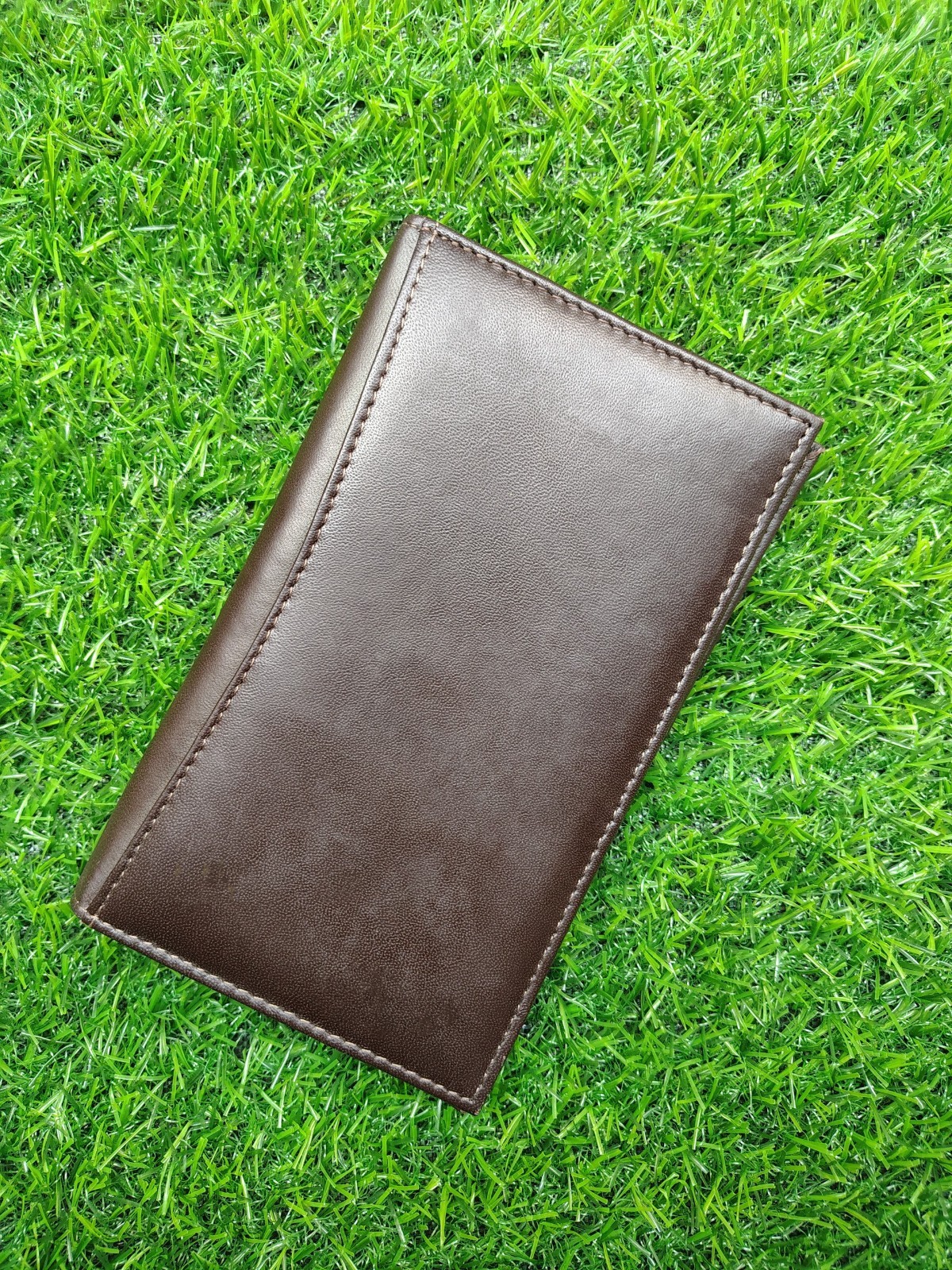 Checkbook Cover, Genuine Leather Bifold Long Checkbook with RFID Blocking, Brown