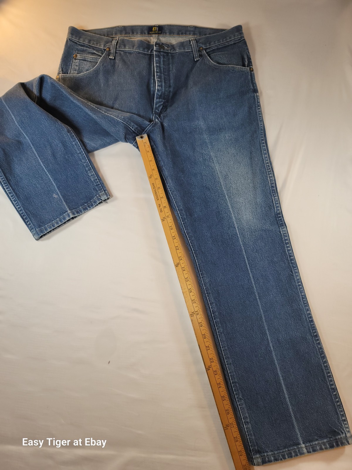 VTG Wrangler Mens 47MWZ Regular Fit Cowboy Cut Jeans 47MWZPW 38×30 Crease Starch