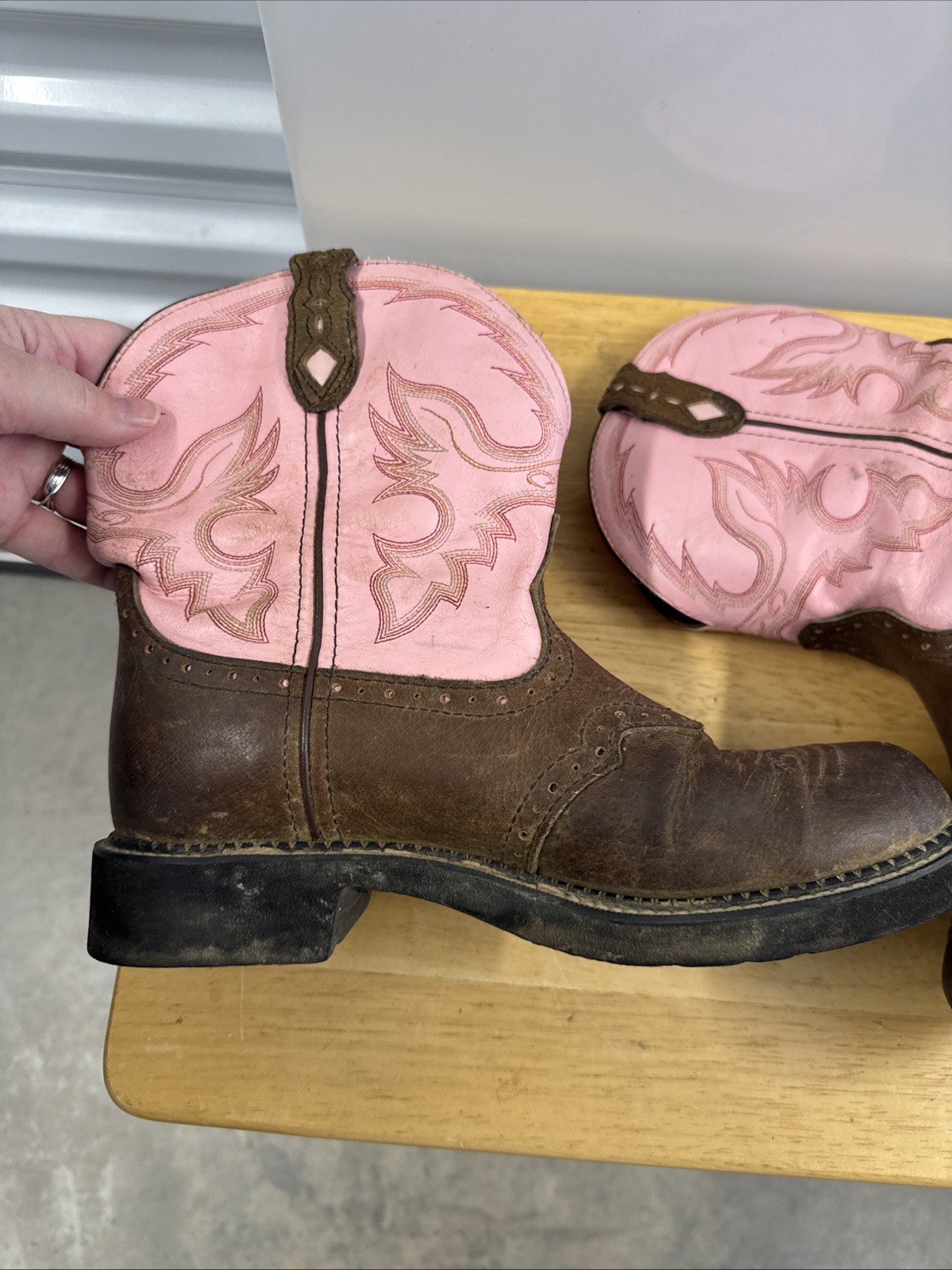 Justin Gypsy Boots Women’s Size 9 1/2 B Leather Western Ankle Pink L9901