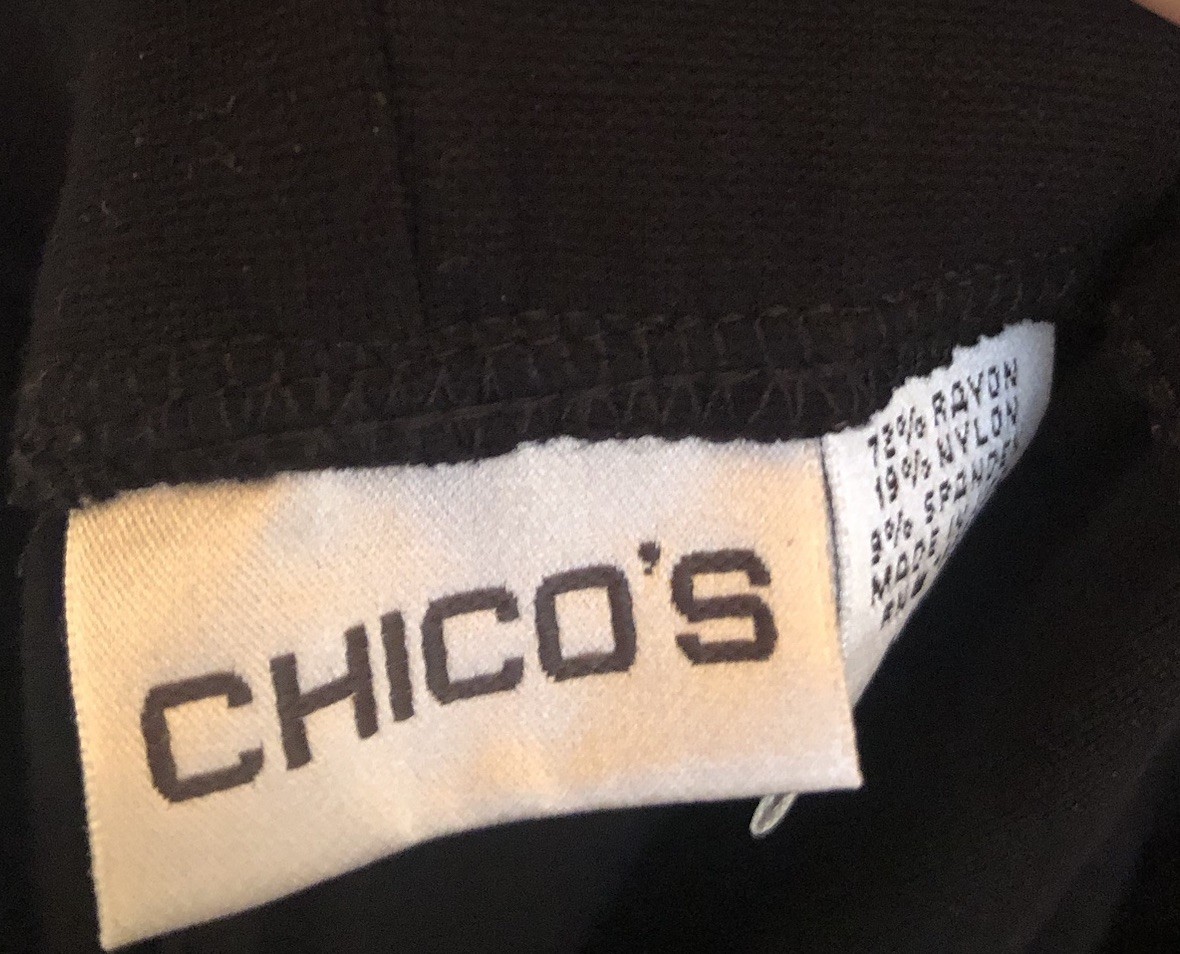 Chicos Pants Women’s Sz 3 Short Bridgett Style? Black Pull On Rayon, Nylon, Span