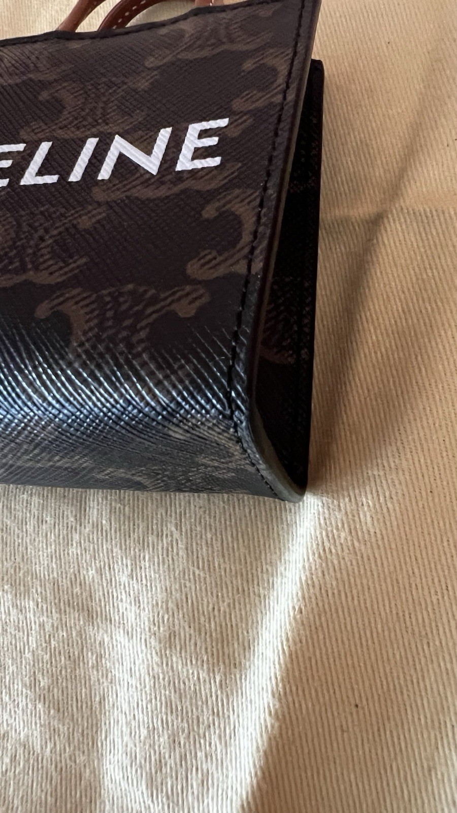 Celine Triomphe Micro Vertical Cabas Bag Charm Keychain Preloved