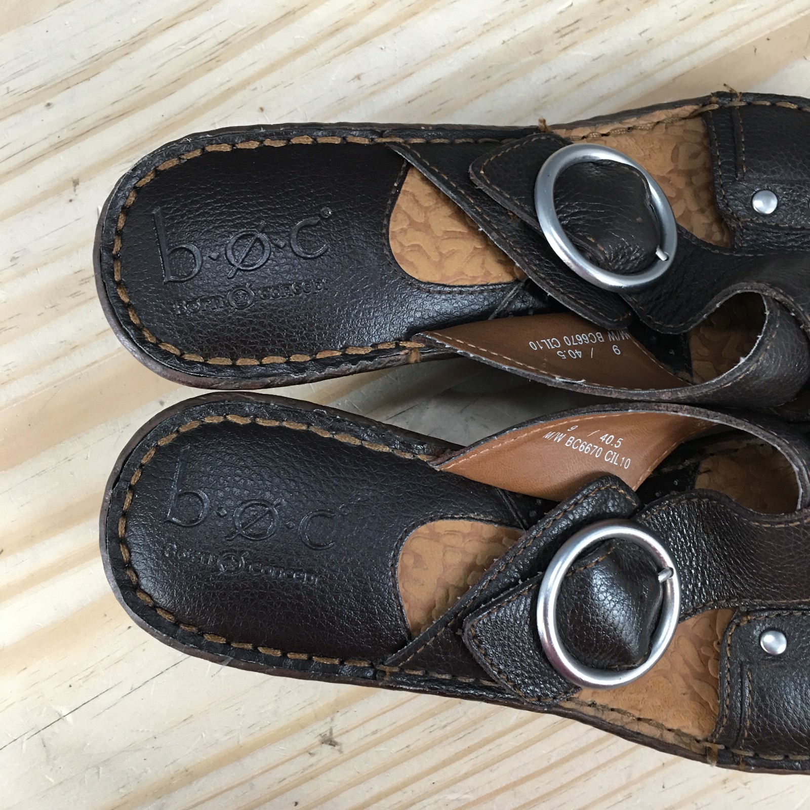 BOC Born Concepts Sandals Womens 9 M Slide Brown Slip On Wedge Heels BC6670