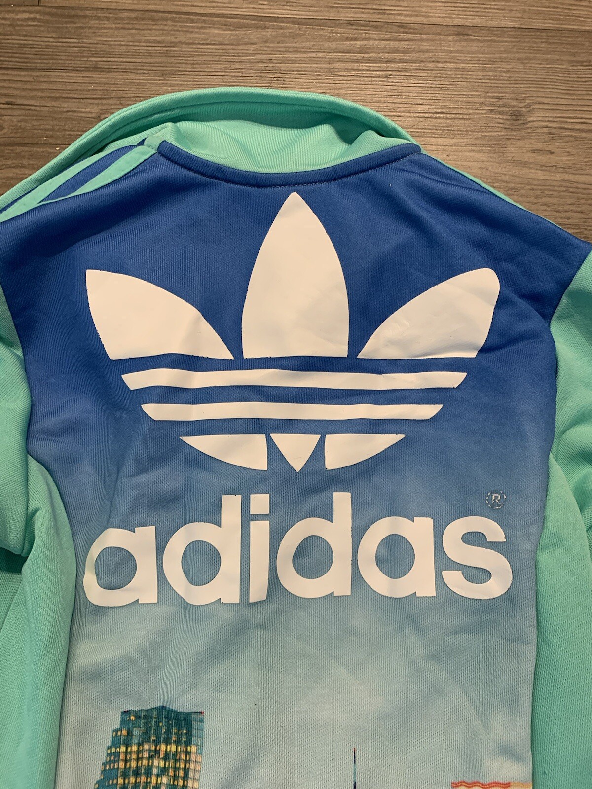 Adidas Miami Print Jacket Womens 2XS Teal Rare Originals Track City Edition 2014
