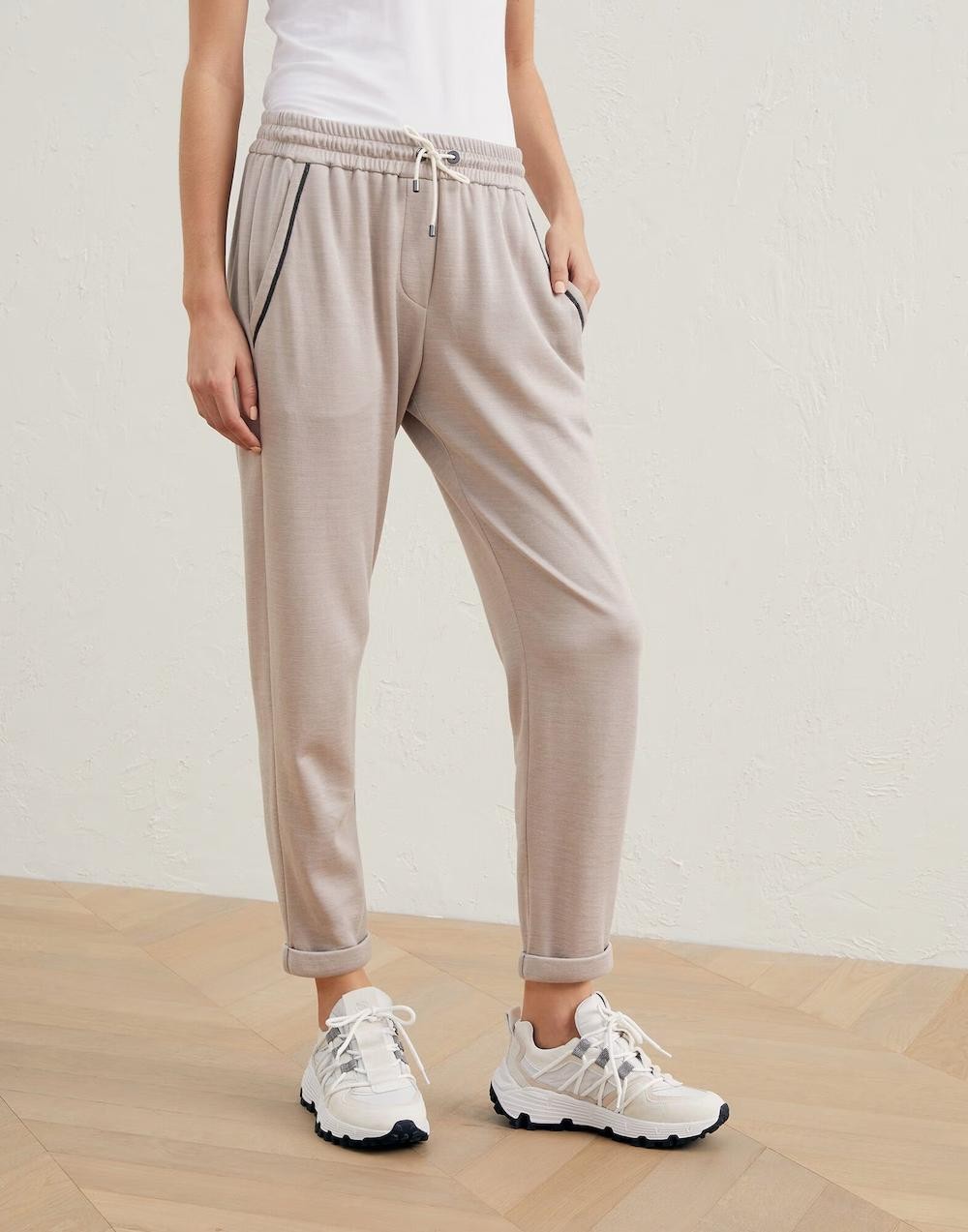BRUNELLO CUCINELLI WOMEN’S LIGHT BEIGE RELAXED TROUSERS MSRP $1310