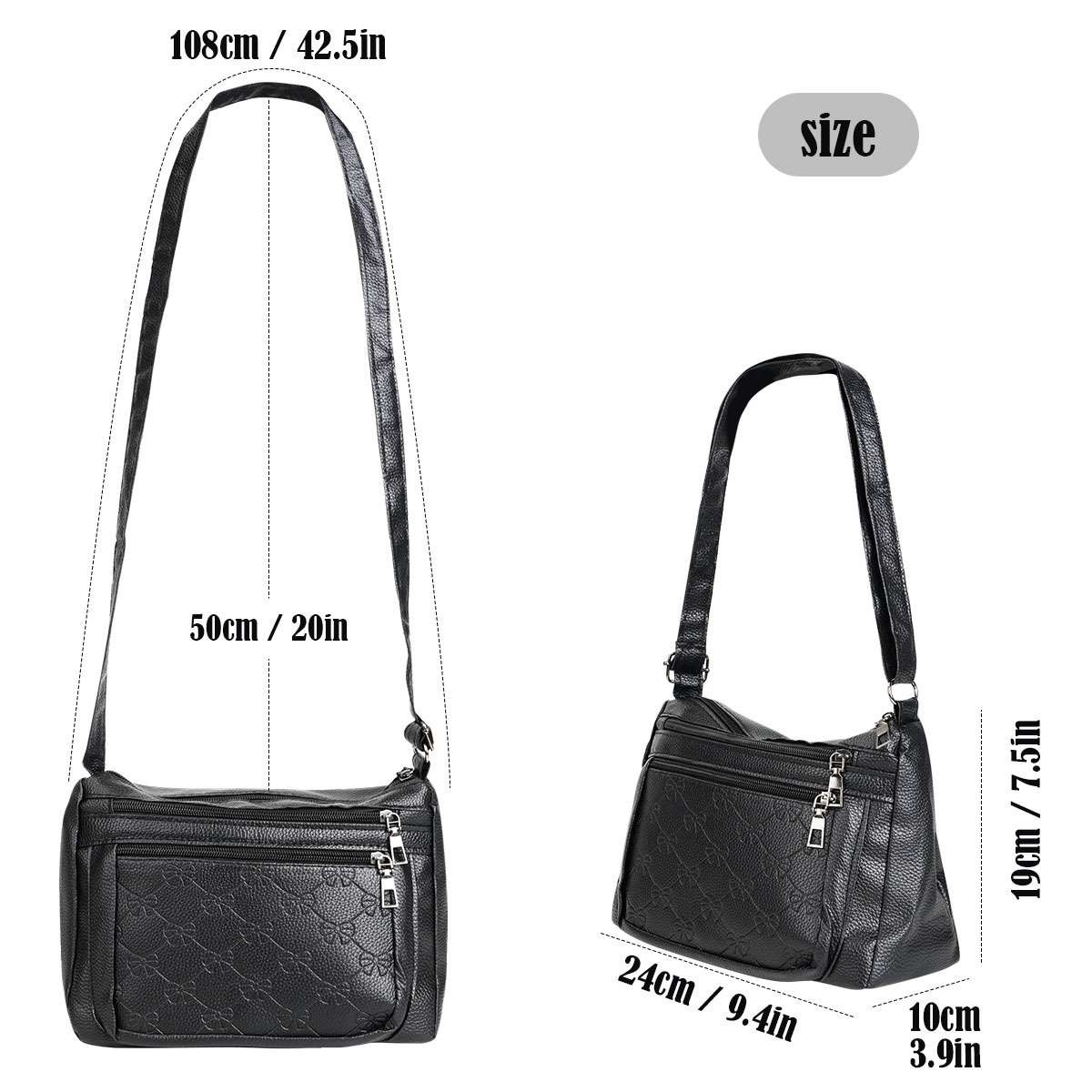 Women Vintage Crossbody Shoulder Bag Soft PU Leather Lightweight Handbag Purse