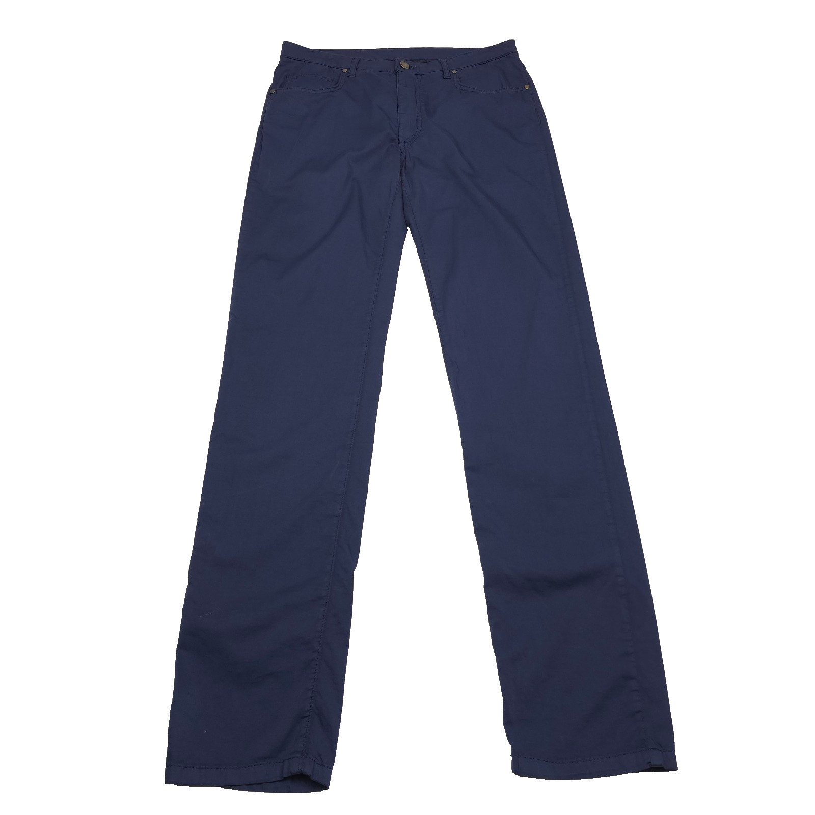 Maurizio Baldassari 5-Pocket Pants Mens Italy 52 Slim Blue Night Cotton & Silk