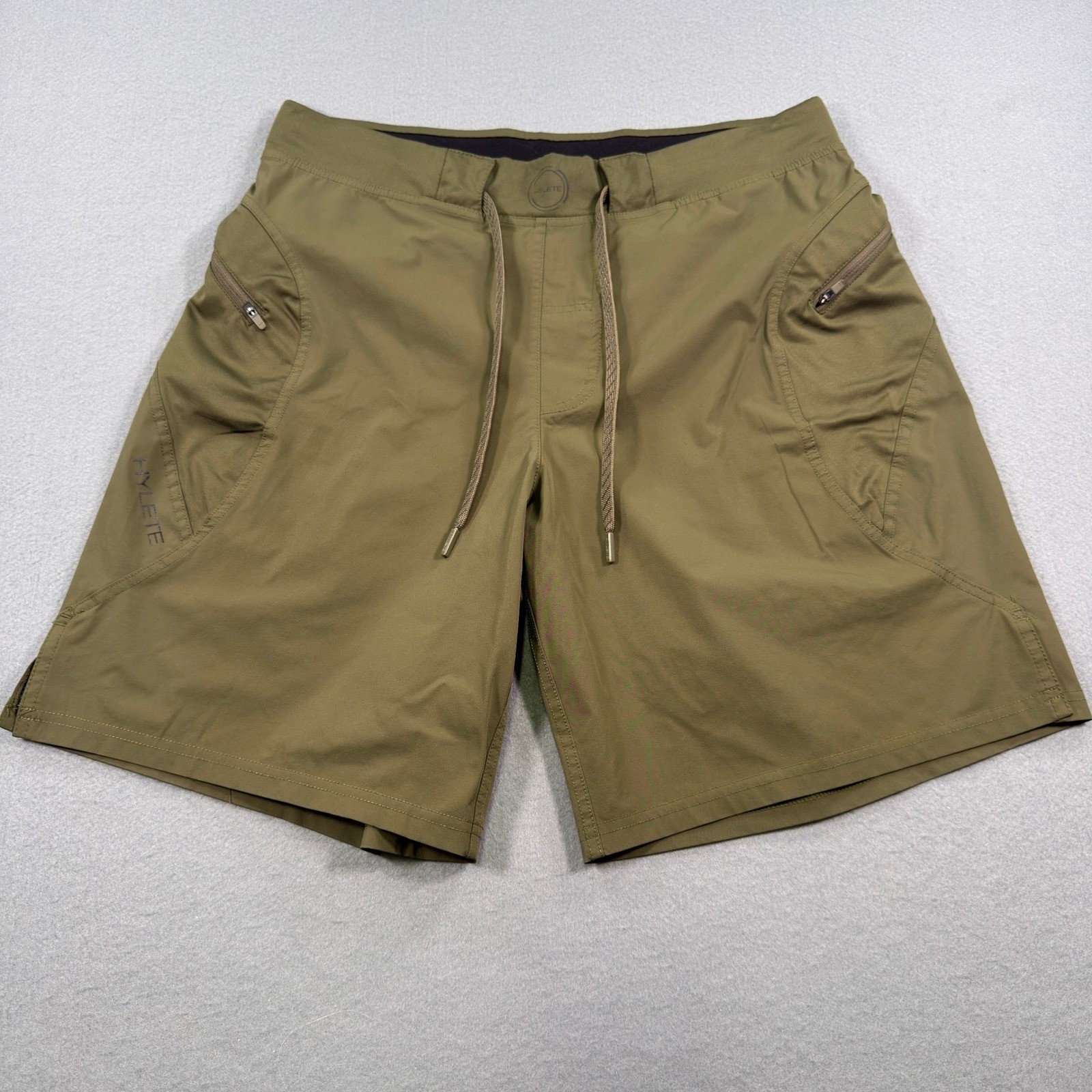 Hylete Mens Above-Knee Training Shorts Olive Green Medium Athletic Gym 3167