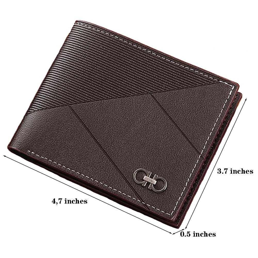 MUFANDUO Slim Wallet for Men with Money 4.68 x 3.75 x 0.6 inches, Coffee d