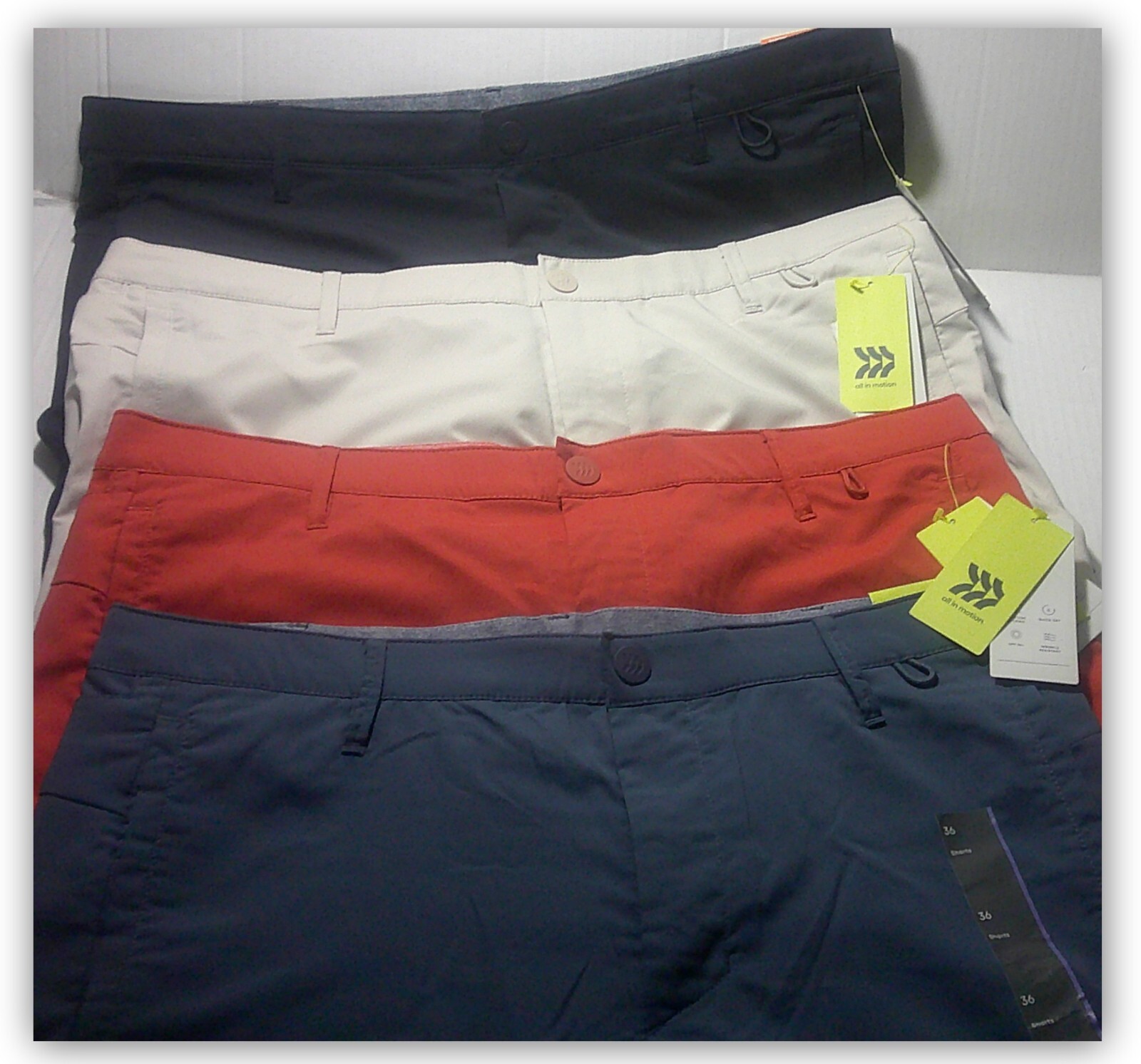 All In Motion Shorts 9″ Wicking Tech & Zip pockets Quick Dry Travel or on the go