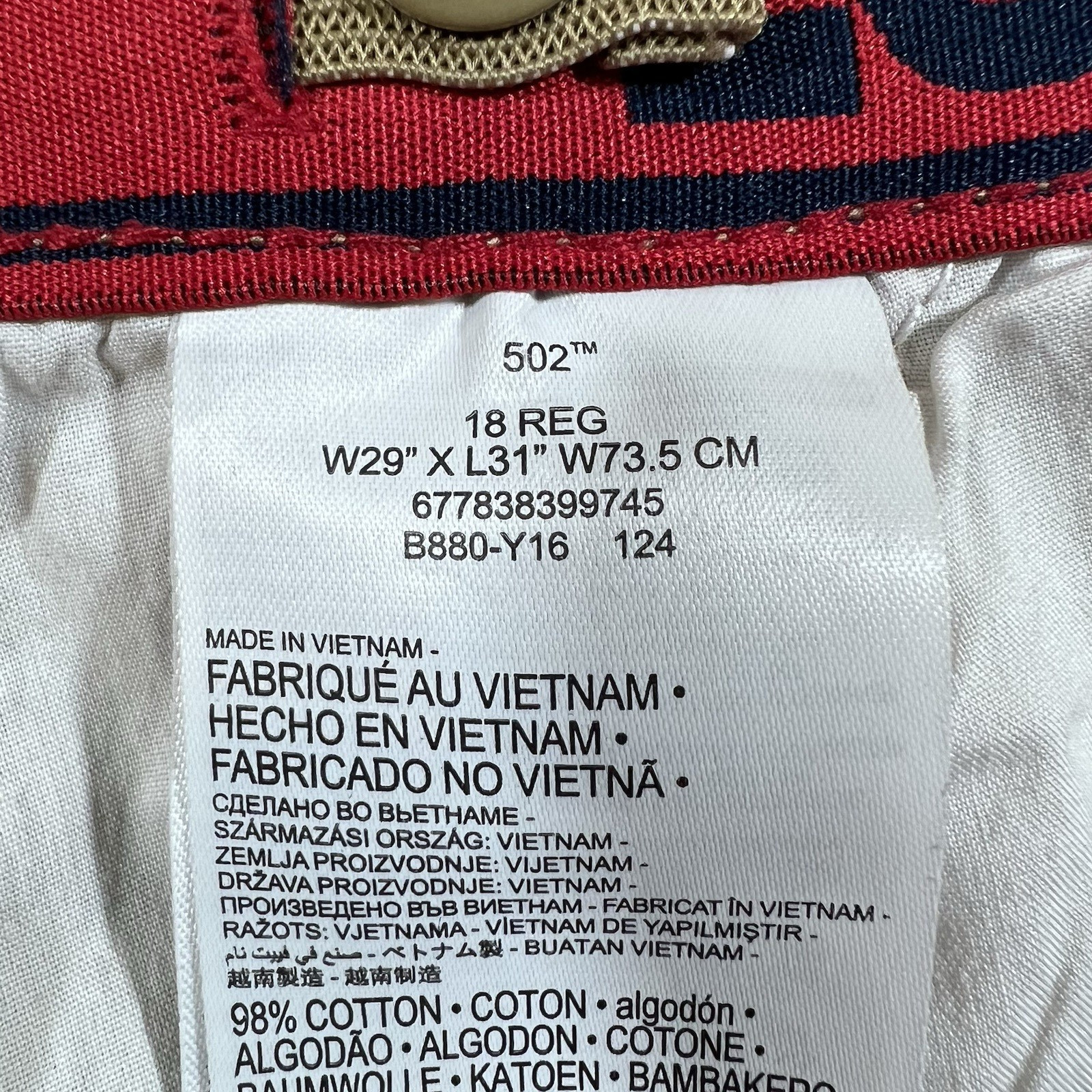 Levi’s 502 Khaki Regular Fit Taper Leg Pants Youth Kids 18 29×31