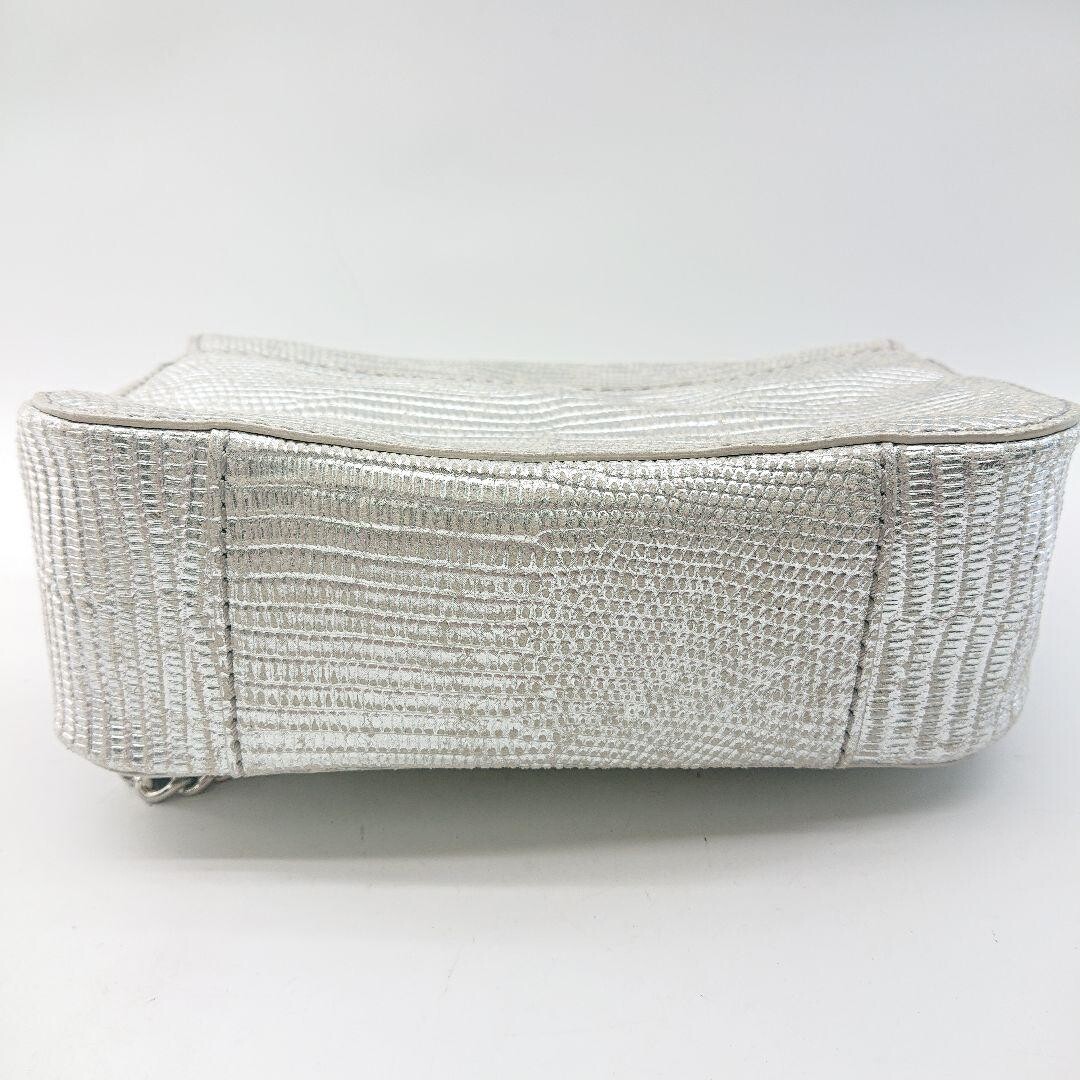 Michael Kors Python Embossed Silver Flap Chain Shoulder Bag 2Way Crossbody