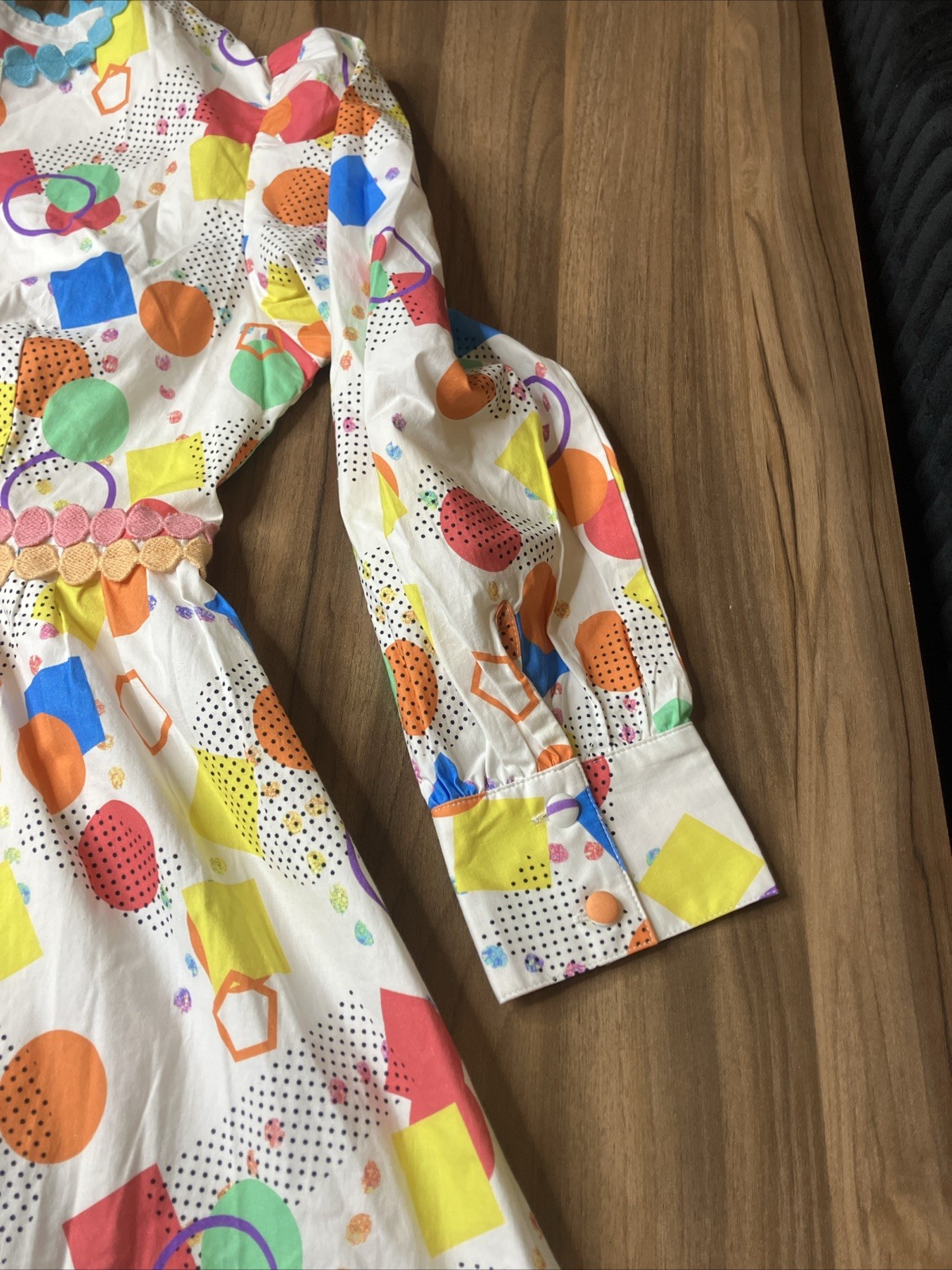 Marie By Victoria Dunn Multi Color 80s Patterns Midi Dress XS