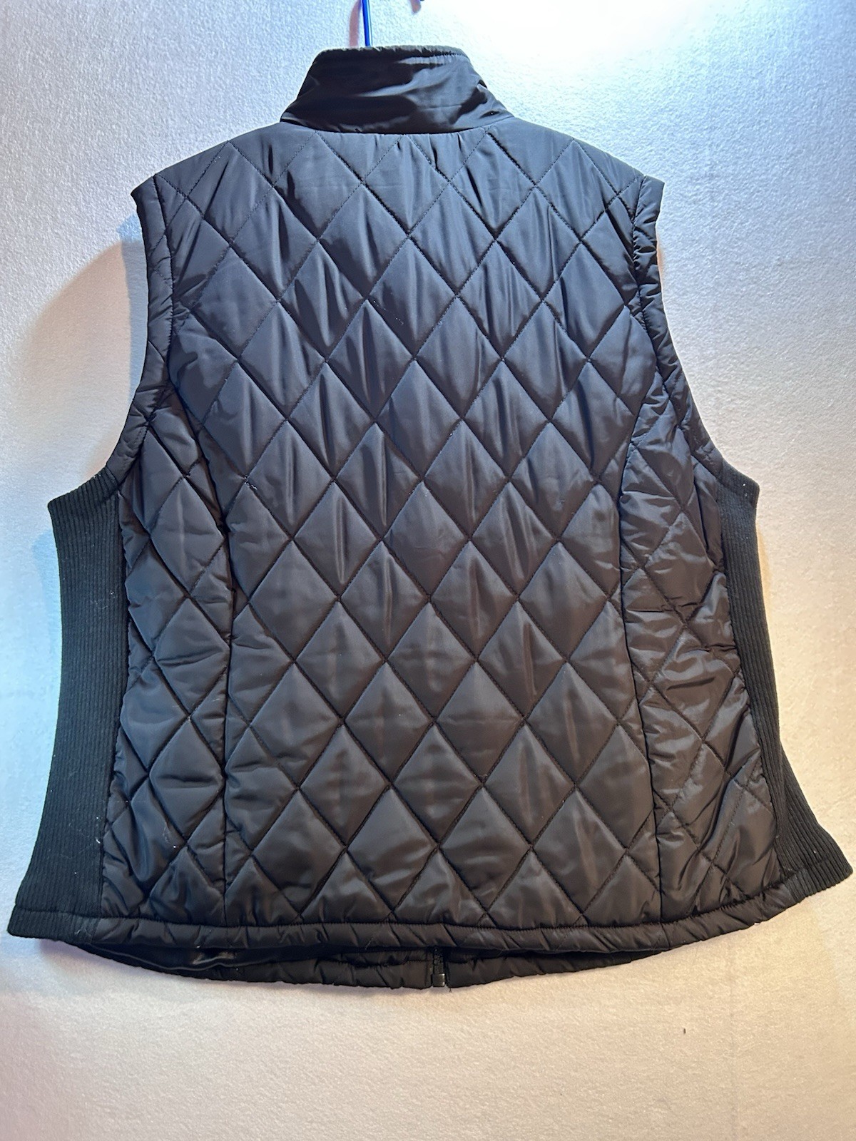 WORKSHOP Republic Clothing Black Quilted Full Zip Vest Pockets Stand-Up 2XL