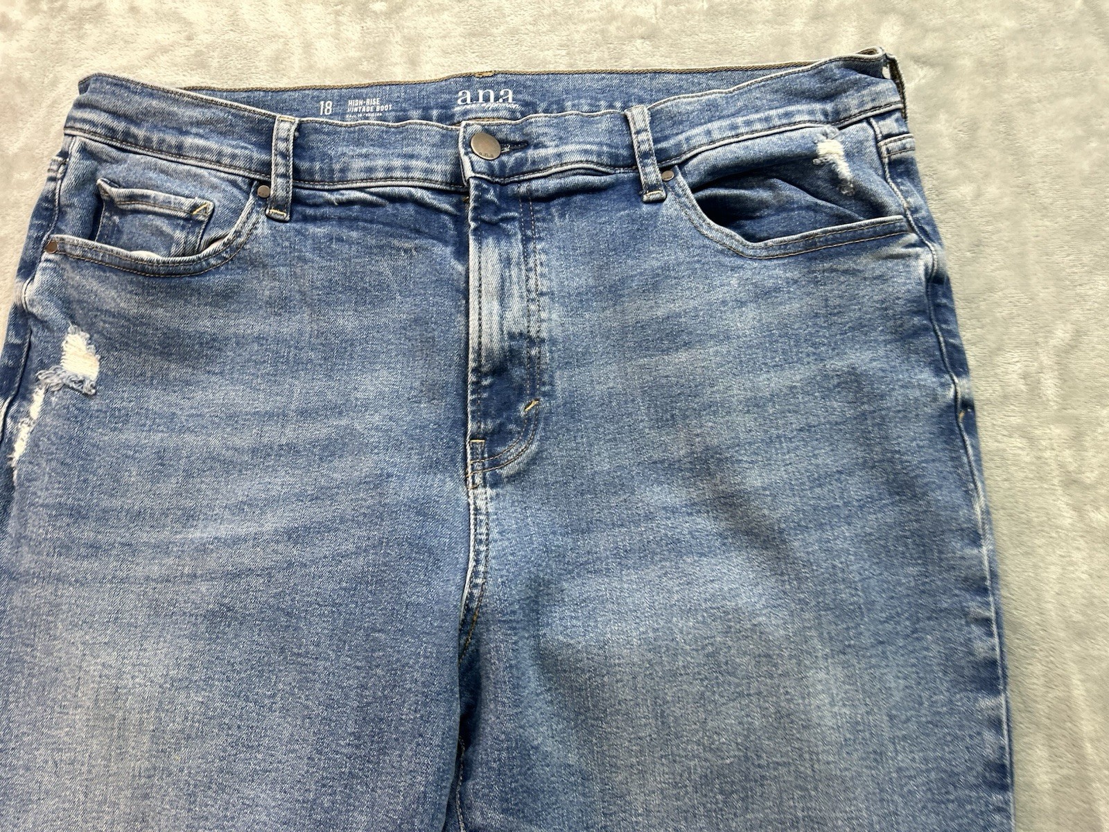 A.n.a. High Rise Vintage Bootcut Stretch Distressed Jeans Womens Plus Sz 18 Blue