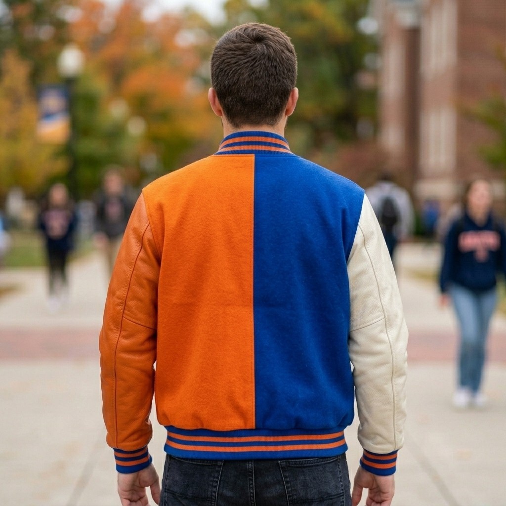 Varsity Multi color Real Cowhide leather College Sports Letterman Bomber Jacket