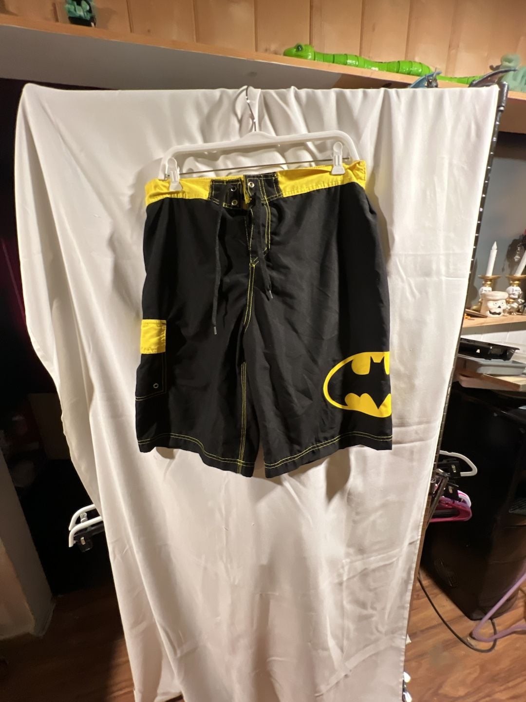 DC Comics Batman Logo Men’s Black and Yellow Board Shorts