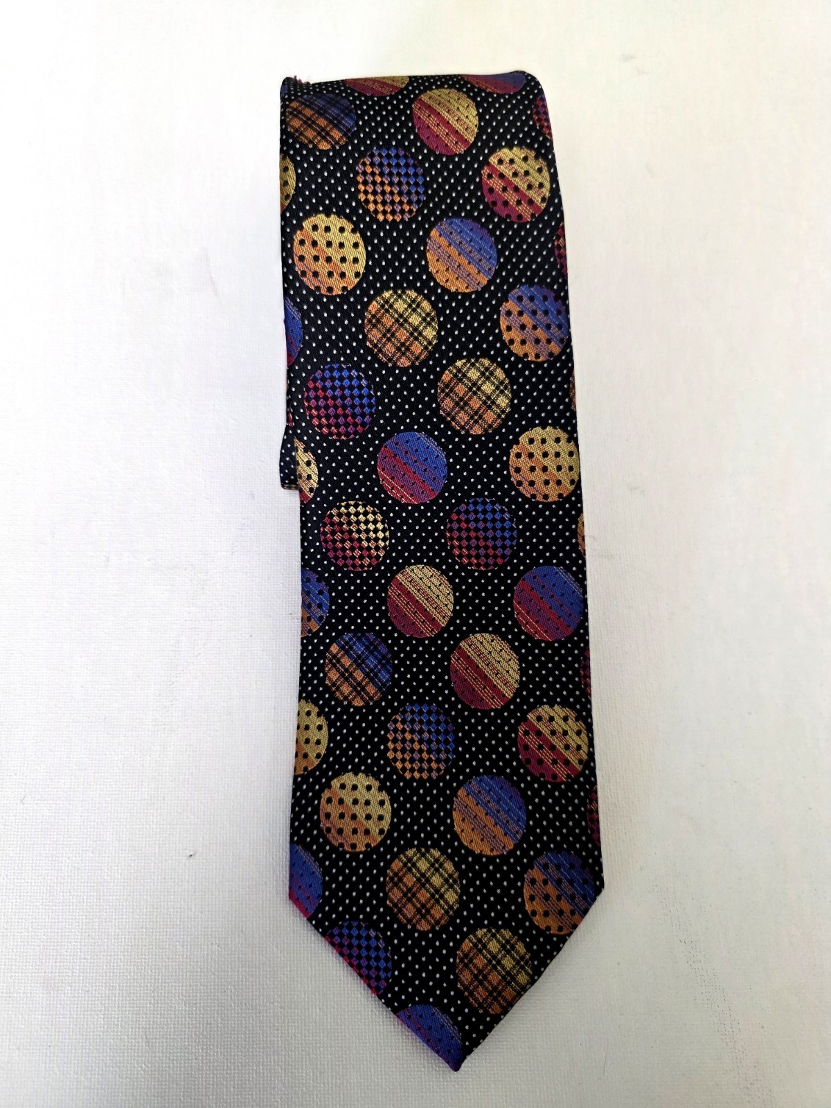 Stacy Adams Men’s Woven Silk Tie Black Multicolor Polka Dot One Size Pop Art