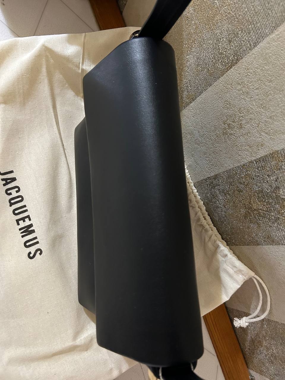 Jacquemus Le Rond Carre Black Leather Shoulder bag