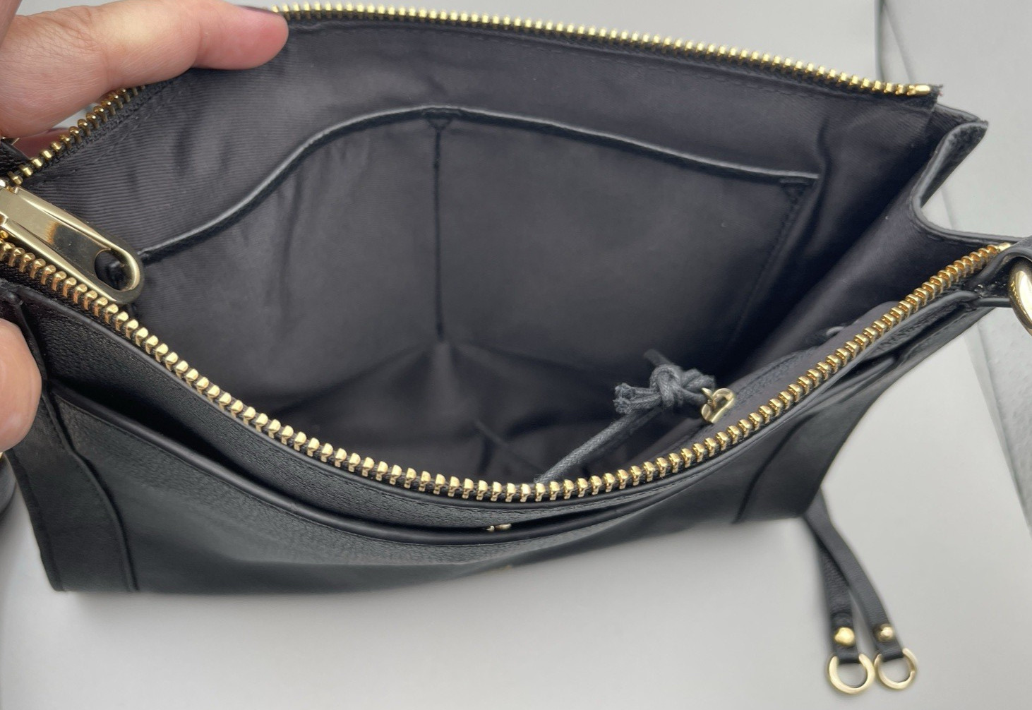 Rebecca Minkoff Women’s M.A.B. Crossbody Gold Studs Pebbled Black Leather Purse