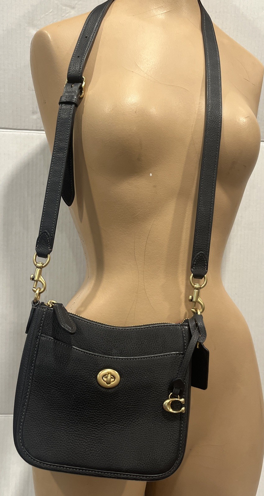 COACH Black Pebbled Leather Chaise 19 Small Crossbody Bag CC390