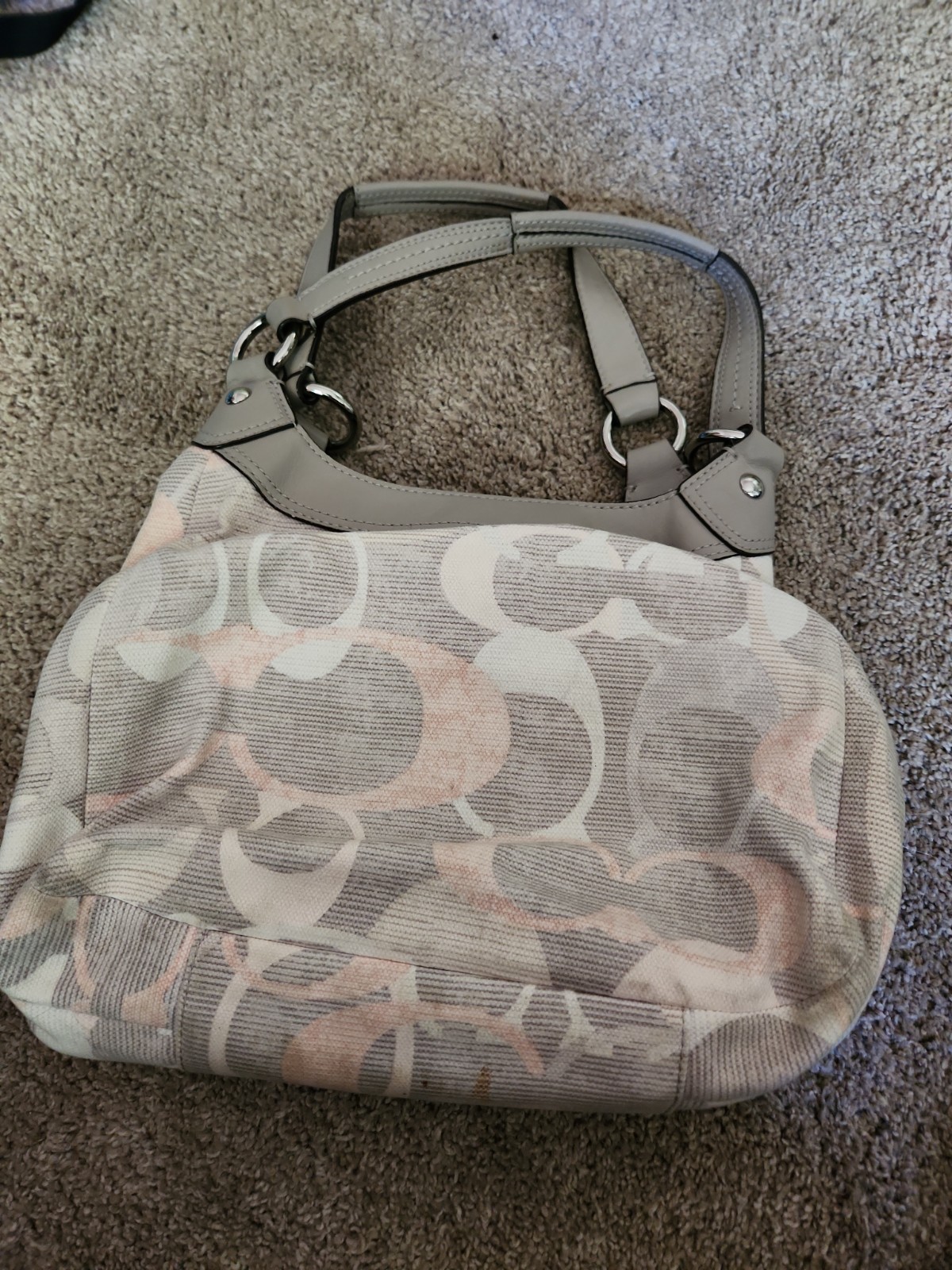 Coach MEDIUM F19193 Vintage Soho Lynn Gray Multicolor Signature C Canvas Hobo
