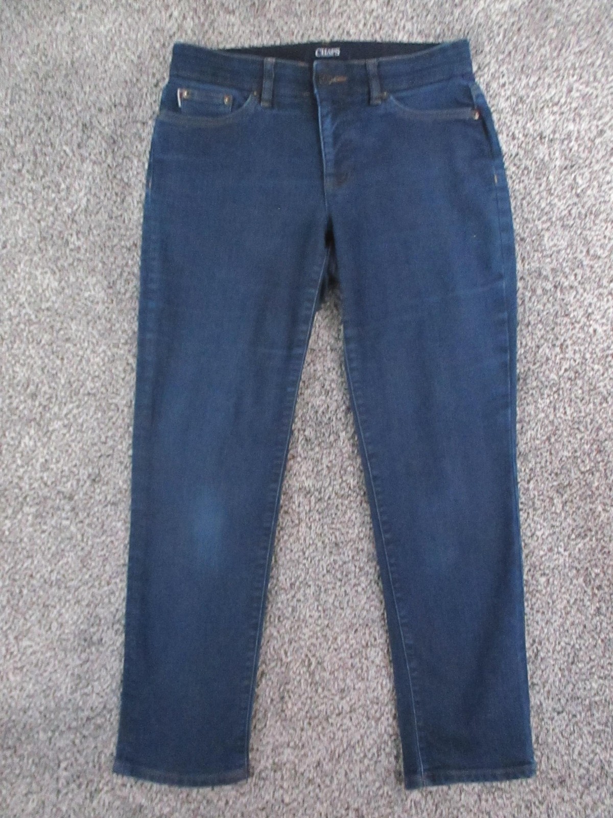 Chaps Jeans Womens 8 Blue Dark Wash Mid Rise Straight Stretch Denim 29×28