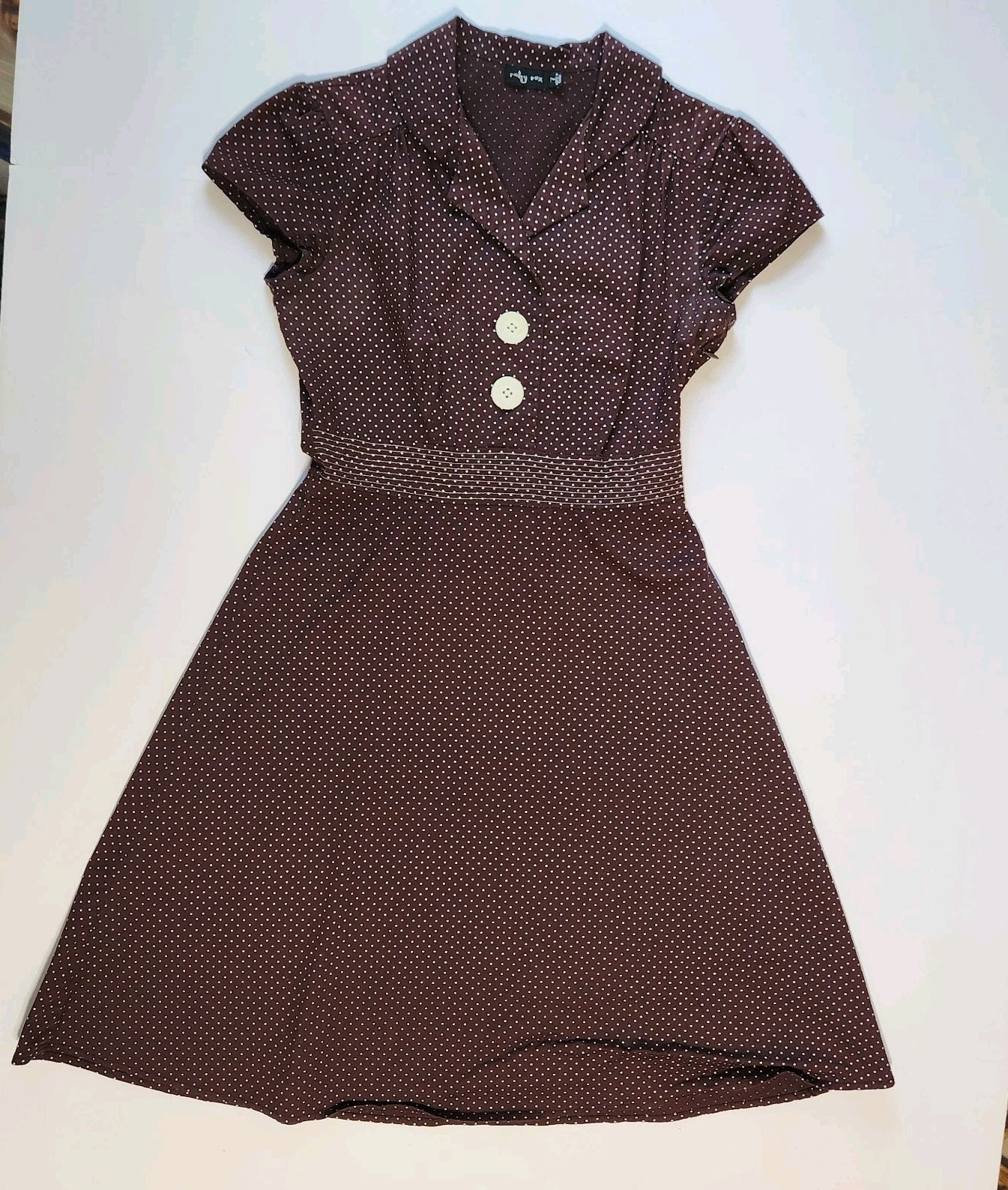 Vintage Ruby Rox Polka Dot Dress Women’s Size 7 Brown Retro Pin-Up Rockabilly