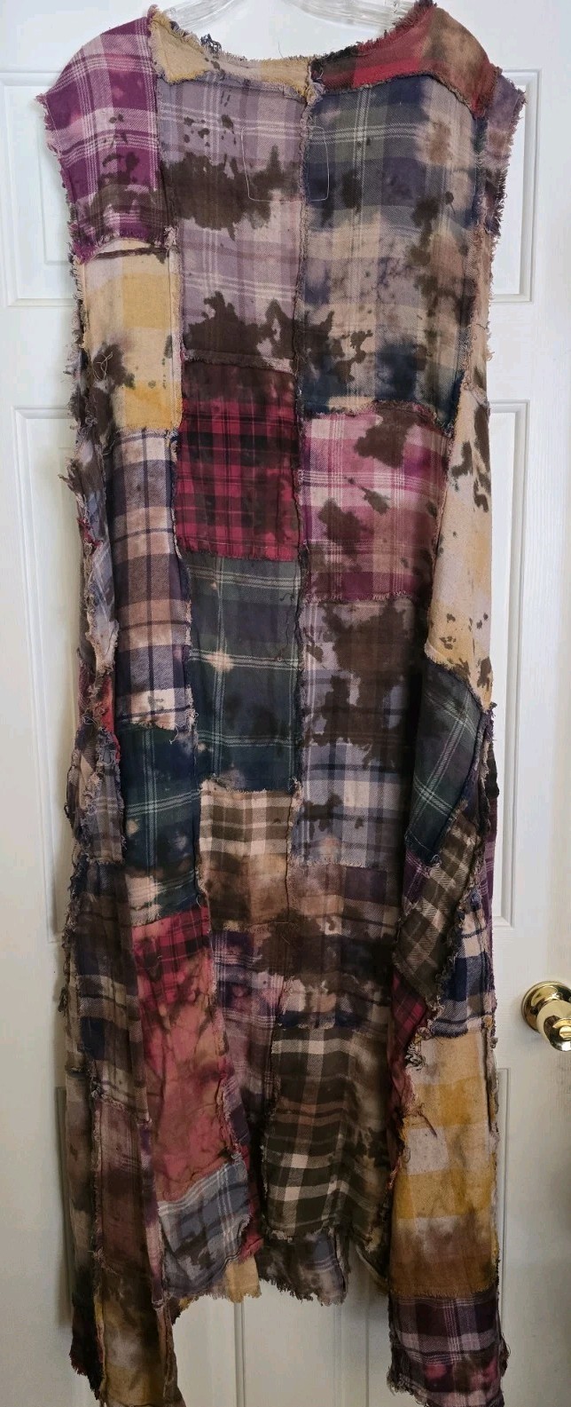 RARE! A RARE BIRD Handmade Clothing Flannel PATCHWORK Duster Dress TIE DYE