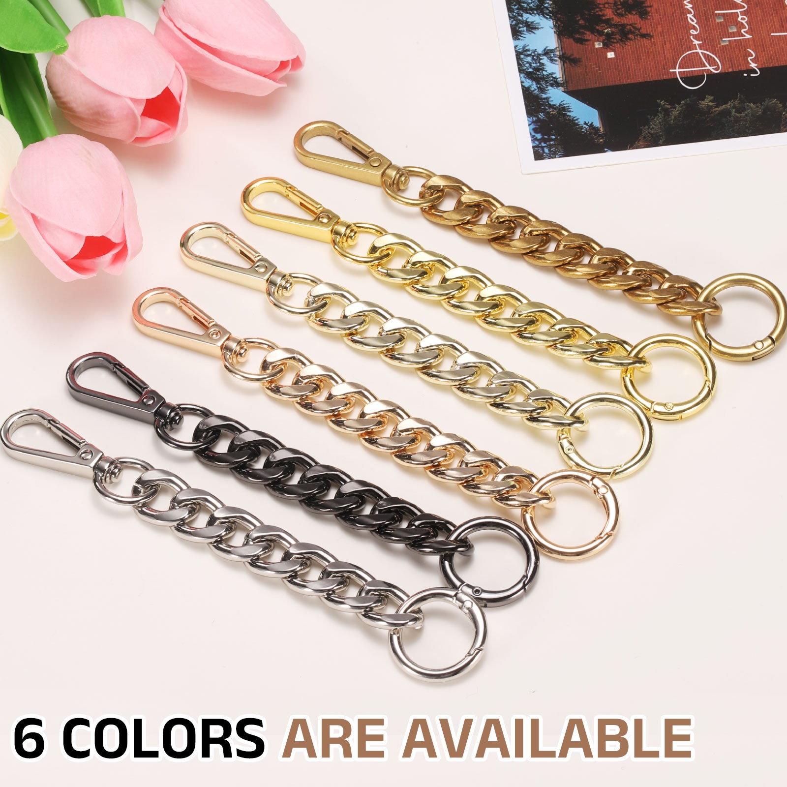 Purse Strap Extender 8.7-Inch Bag Extender Chain Silver 0.6 Width