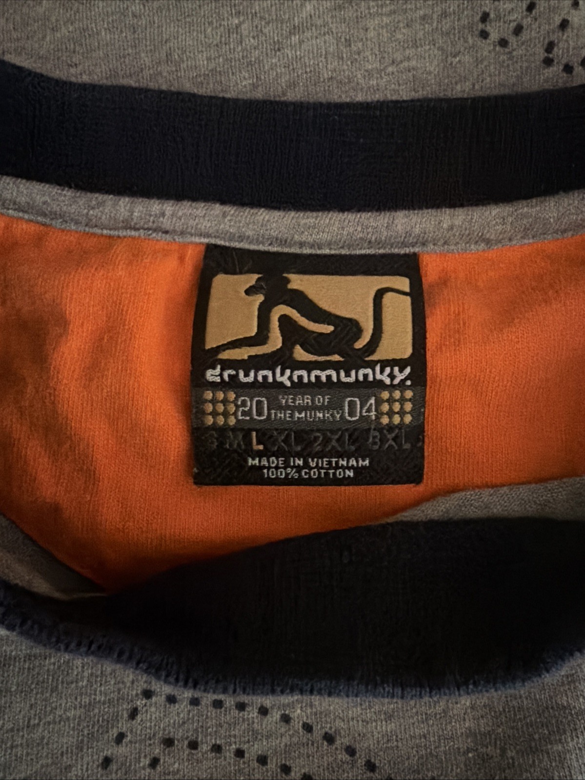 Vintage Y2K Drunknmunky Drunkn Munky Blue Monkey Streetwear Skate Shirt L 2004