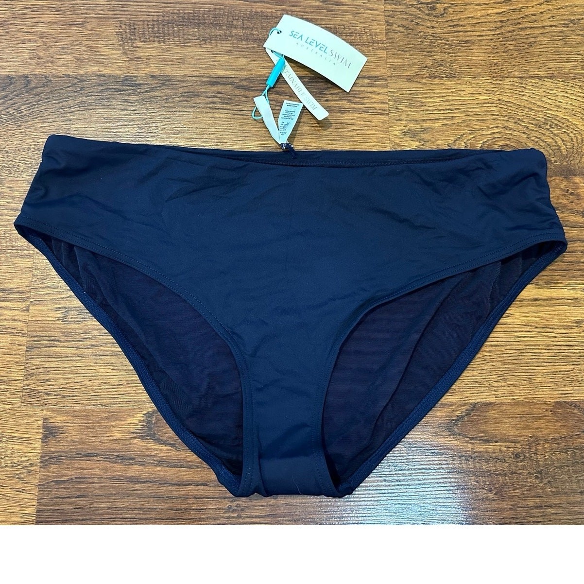 Sea Level Australia Infinity Bikini Bottom Sz 14 Navy Mid Rise Full Coverage NWT