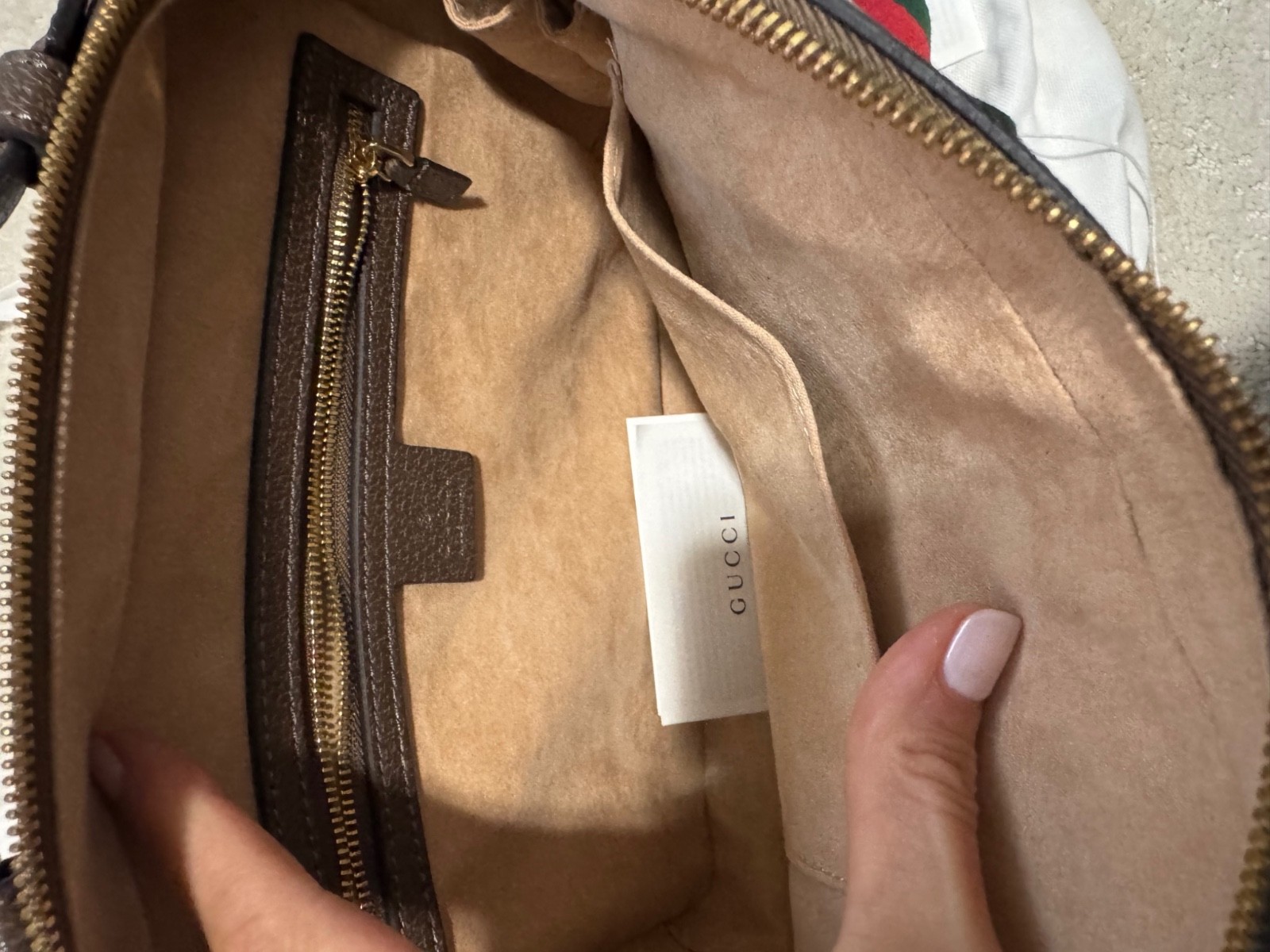 Gucci Ophidia GG Supreme Canvas Crossbody Bag Brown Web Stripe