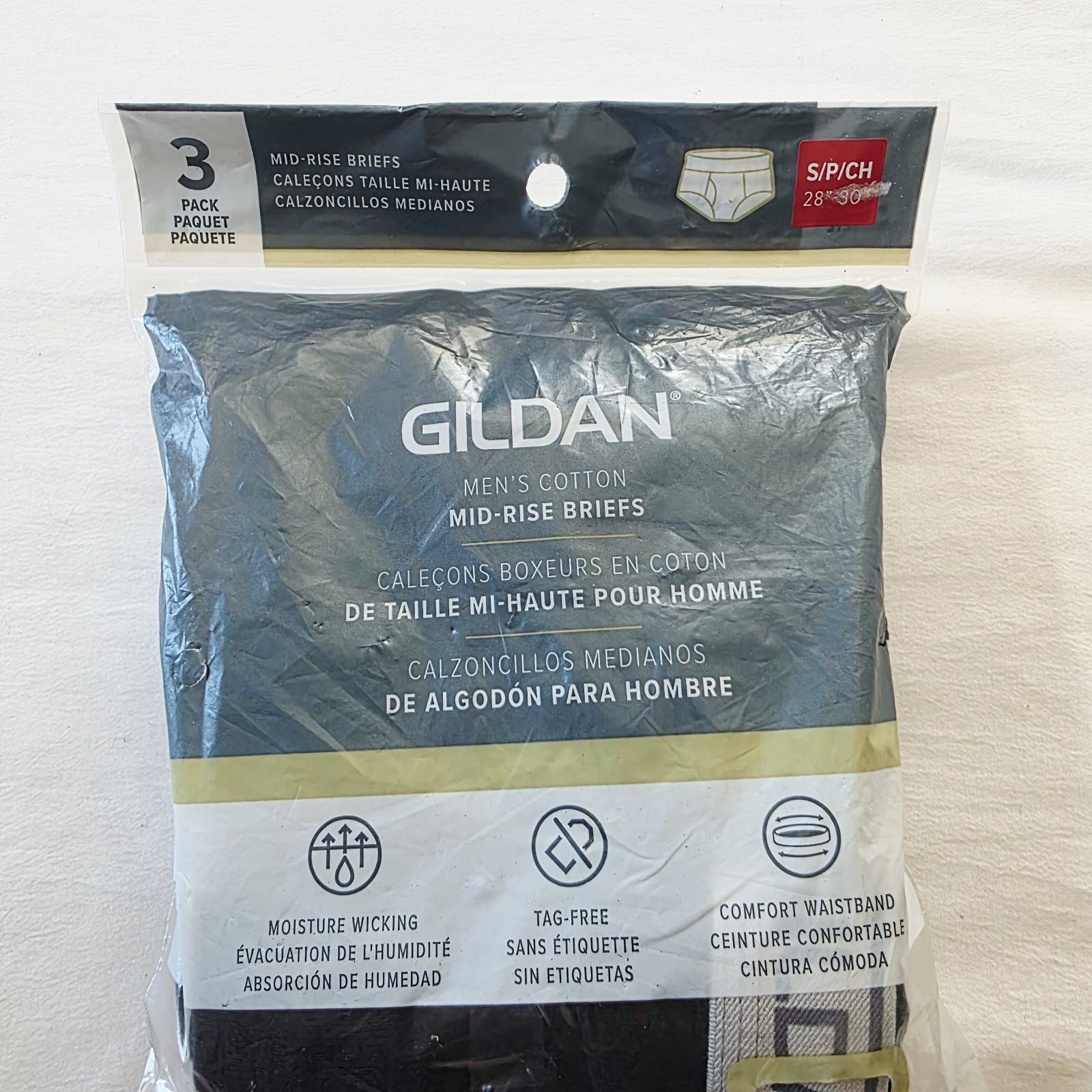 GILDEN MENS COTTON BRIEFS UNDERWEAR MID-RISE 3 PAIR SIZE SMALL 28″-30″