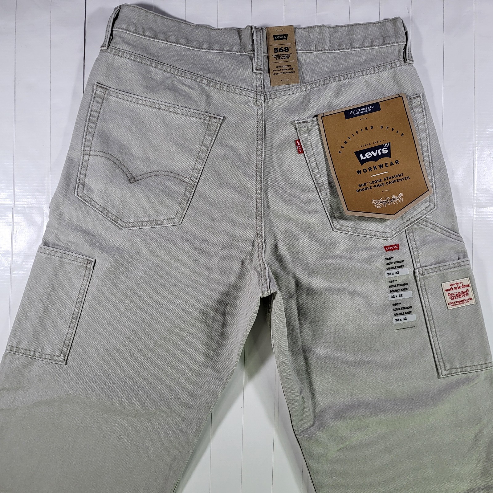 Levis 568 Double Knee Jeans 32×32 Carpenter Utility Loose Straight Men’s Gray