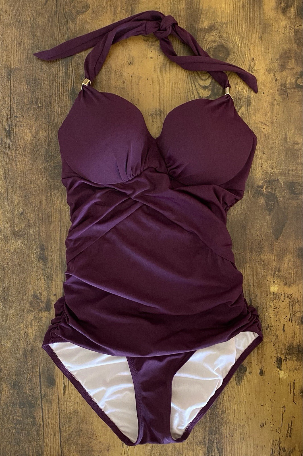 Victorias Secret Unforgettable One Piece Swimsuit Small 4B Halter Dark Purple
